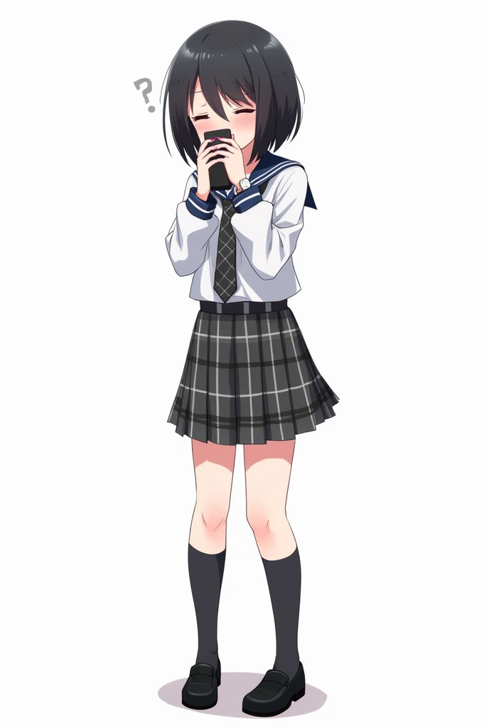 Girl, high school, sneeze, cover nose with tissue, busty, black stockings, school uniform