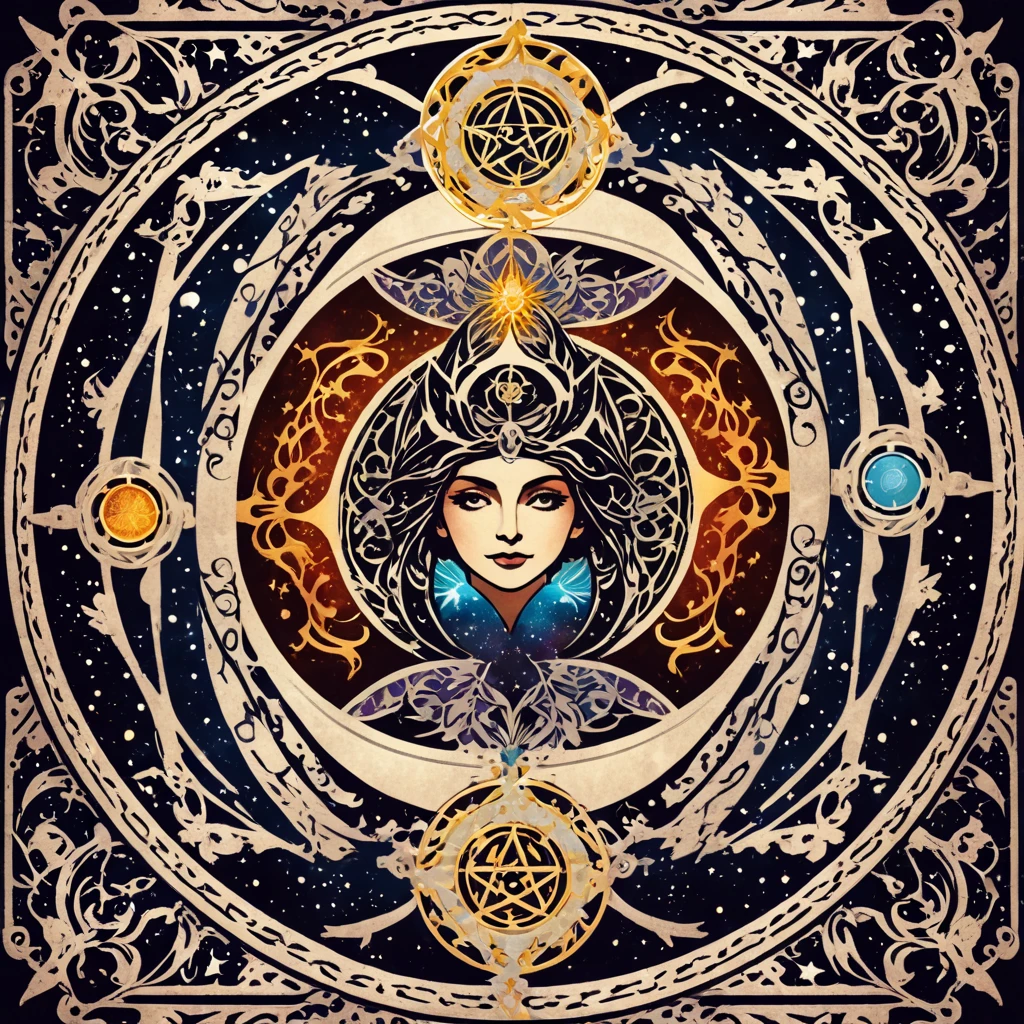  Create the photo of a detailed and elegant logo for an esoteric Tarot channel, mystical with shades of mystery ,  Astrology with the character Hermes Trismegistus in the center of the image