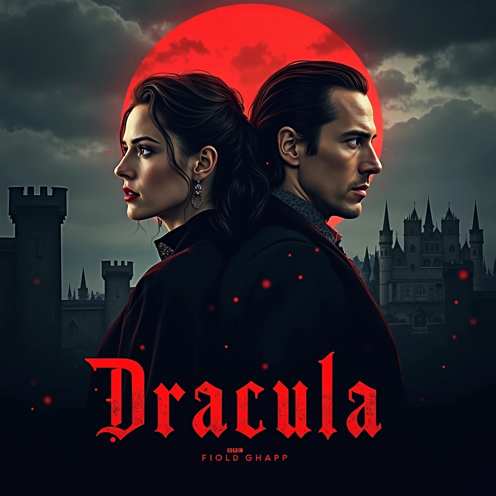 
For a YouTube thumbnail featuring the title "Dracula - First Trailer | Keanu Reeves, Jenna Ortega," here’s a compelling idea:

**Main Visuals:**
- **Dracula's Silhouette:** A dark, menacing silhouette of Dracula with glowing red eyes in the center, slightly transparent to add mystery.
- **Keanu Reeves and Jenna Ortega:** Position smaller images of Keanu Reeves and Jenna Ortega on either side of Dracula, both in intense or dramatic poses. Their faces should be clearly visible.
- **Background:** A dark, gothic castle or an eerie night sky with a full moon, with bats flying across the scene.
  
**Text:**
- Use a bold, gothic font for the title "DRACULA" at the top.
- Below the title, smaller text reading "First Trailer" with "Keanu Reeves, Jenna Ortega" underneath it, in a contrasting color like white or blood red.

**Color Scheme:**
- Dark tones like black, dark red, and gray for a creepy atmosphere.
- Use bright red accents (like Dracula’s eyes, the moon, or text) to draw attention.

This combination of eerie visuals and recognizable actors should attract viewers and convey the spooky, thrilling essence of the trailer.