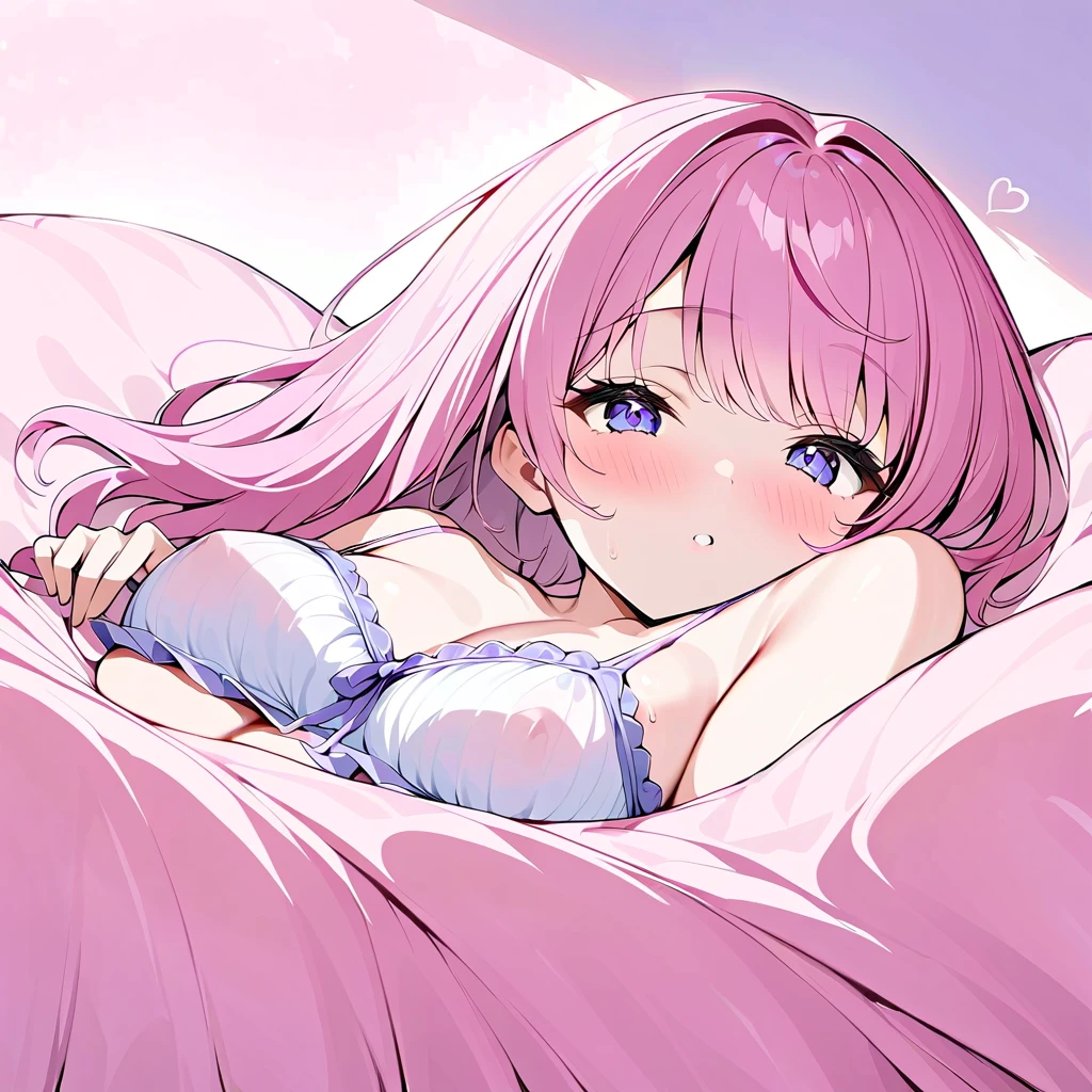 top-quality、masterpiece、8K、huge tit、2 girls in、Pink-haired girl and pale blue-haired girl、Face to face and chest together、Nipples are coming out、Mouth open and tongue sticking out、Shy and blushing cheeks、Erotic clothes、a beauty girl