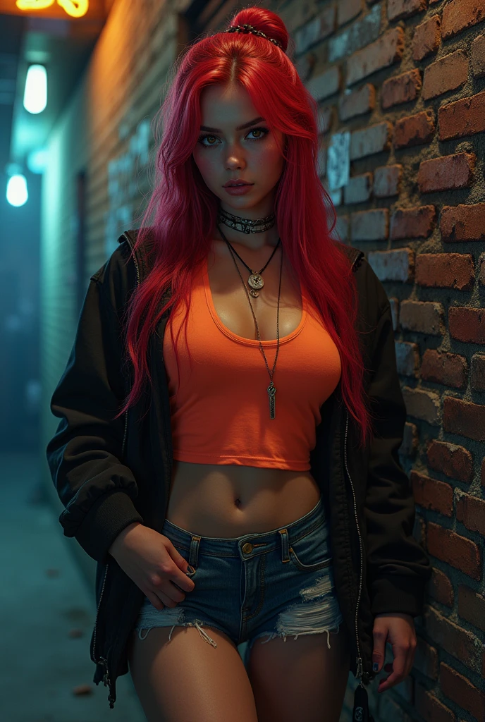 Shrek woman sitting with high school student clothes that says I T C and has to have slanted and seductive eyes. And she must also have red hair she has to be green