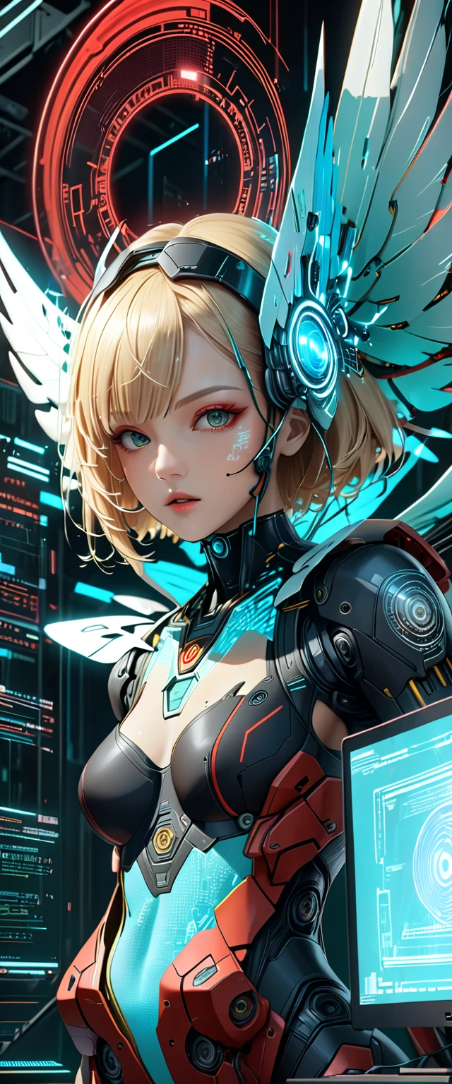a close up of a person with electric yellow hair and electric pink eyes, perfect android girl, digital cyberpunk anime art, digital cyberpunk - anime art, cyberpunk anime girl, female cyberpunk anime girl, anime cyberpunk art, cyberpunk anime girl mech, anime cyberpunk, anime style 4 k, cyberpunk anime art, beautiful cyberpunk girl face, dreamy cyberpunk girl, modern cyberpunk anime, cyber style