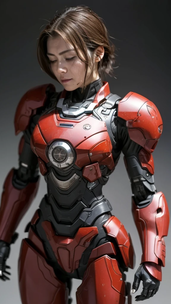 最      High Quality    非常に      Details,       Details,       High Quality    , 最      High Quality    ,       kampala, 1080P,      hard disk     , beautiful,(War Machine),(  Perfect Headgear    ),See the whole picture,beautifulサイボーグ女性, ,BATTLE MODE,Mecha Body Girl　    8k Red Body Armor     　Middle-aged women　Sweaty face　Droopy eyes　     Short hair on the side of the uniform    　 　      boyish  　    steam coming out of her head 　    Her Hair Is Wet With Sweat     　    brown hair,     Steam is coming out of my mouth     　       No exposed skin under my face    　(bare hands)       back view 　(( Wet )) (  I can't see any skin other than my face    )     Being Hit By The Same Woman   　Light vomiting   　  punch in the stomach　 Down　  My face is coming out of a gap  　   Full Body Portrait 