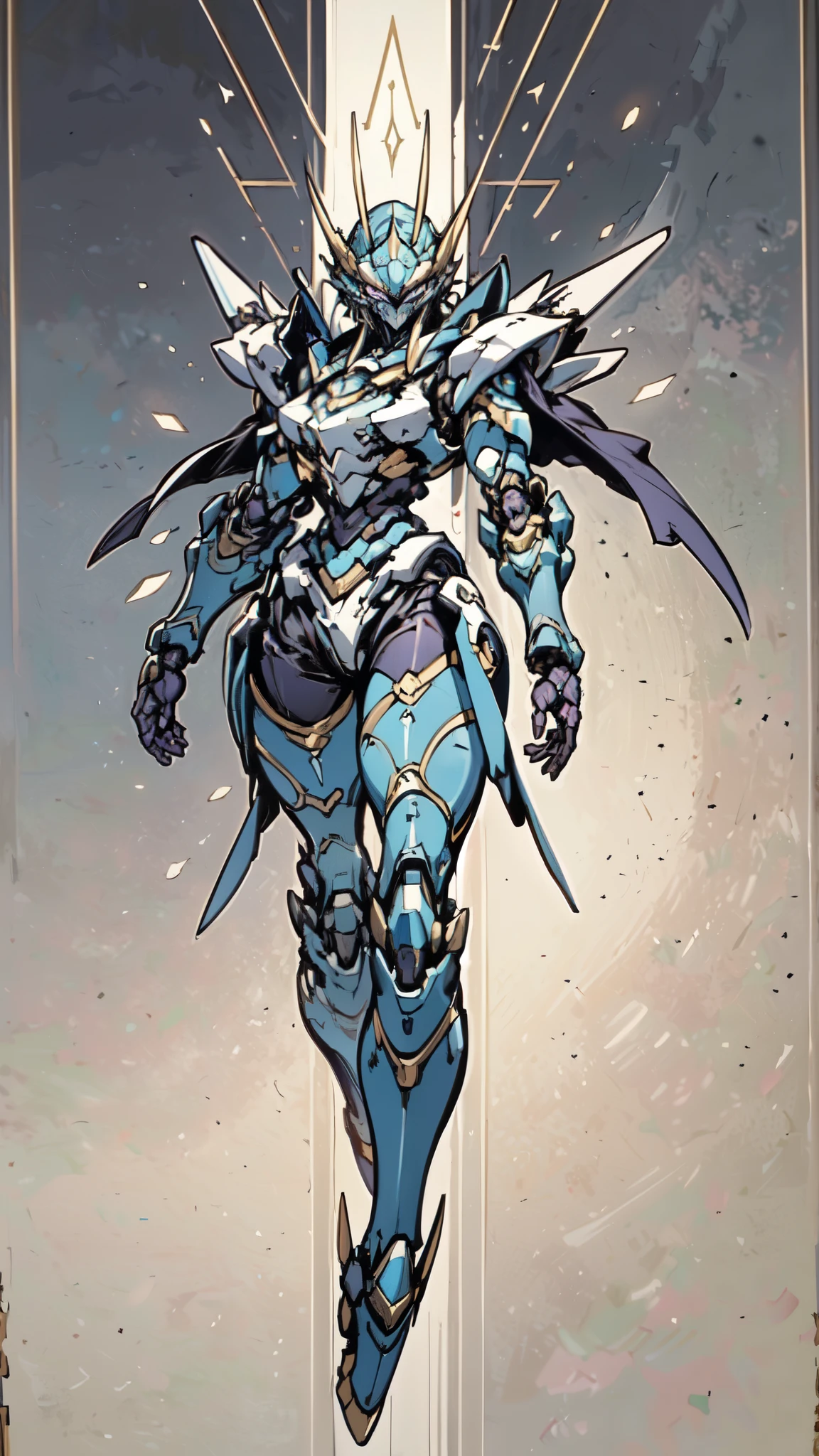 (masterpiece:1.5, best quality:1.5, extremely delicate:1.5), a woman wearing a full-face helmet, high-tech biomimetic armored combat suit, (a composite layered chest armor), the design balances heavy with agility, fully enclosed shoulder guards, matching arm and leg guards, a belt of gemstone, (the color scheme is primarily Purple with Blue and Yellow accents, Organic Biotech, Concept Inspired by Paladin, glowing eyes, armor glows, flying cloak), stand of a futuristic sci-fi city, this character embodies a finely crafted fantasy-style armored hero in anime style, exquisite and mature art style, metallic, high definition, highres, ultra-detailed, ultra-fine painting, professional, perfect body proportions, golden ratio, anatomically correct, symmetrical face, extremely detailed eyes and face, high quality eyes, creativity, RAW photo, UHD, 32k, Natural light, cinematic lighting, (masterpiece-anatomy-perfect:1.2)