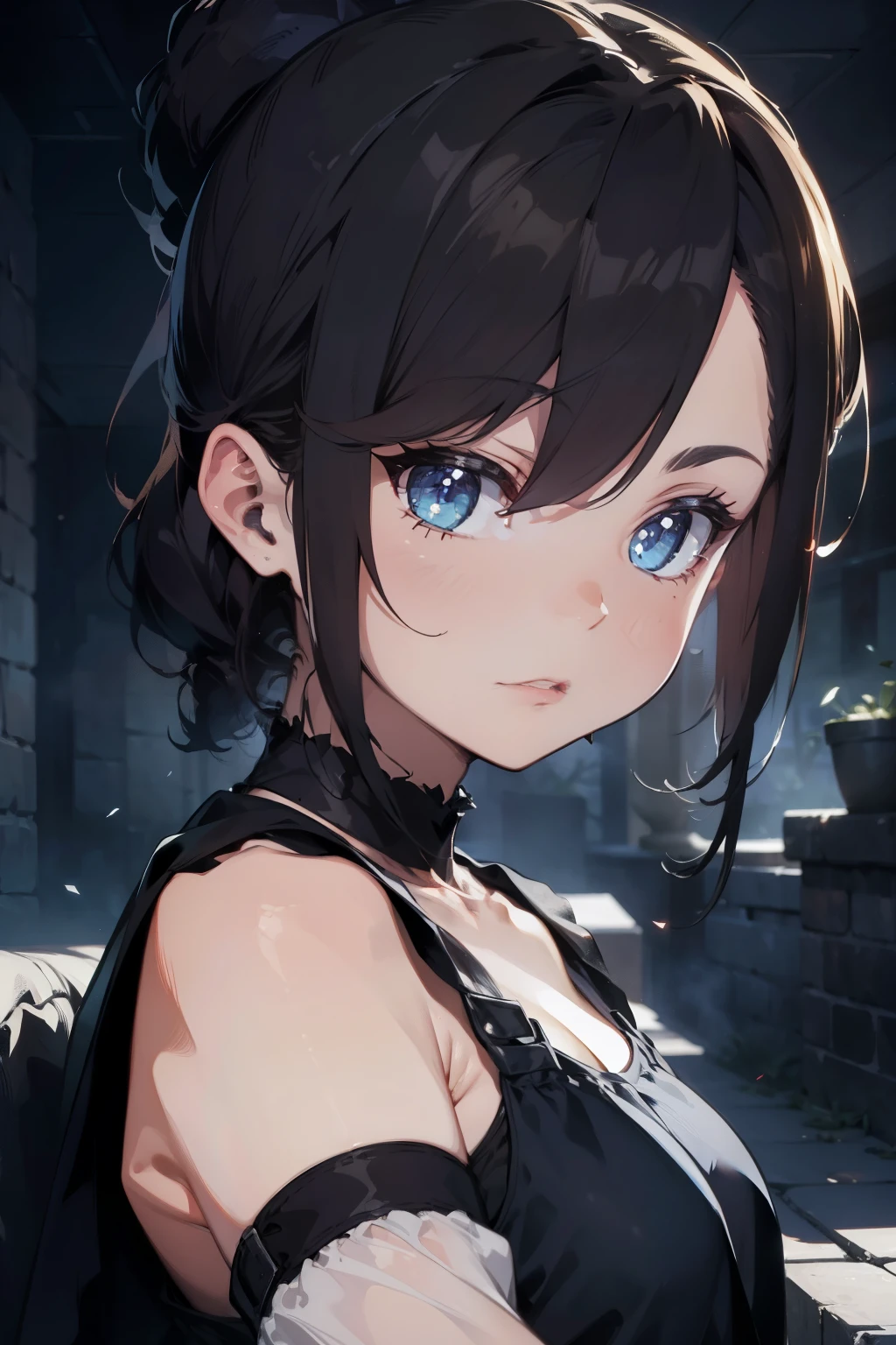 A dark fantasy masterpiece with ultra-detailed and realistic visuals. The scene is illuminated with dark and mysterious lighting, creating an intense and vibrant atmosphere. The image is of the highest quality, with a resolution of 4k or 8k, allowing for sharp focus and extreme detail. The colors are rich and vivid, adding depth and intensity to the image. The overall style is dark fantasy, evoking a sense of mystery and wonder, lovely and cutest woman