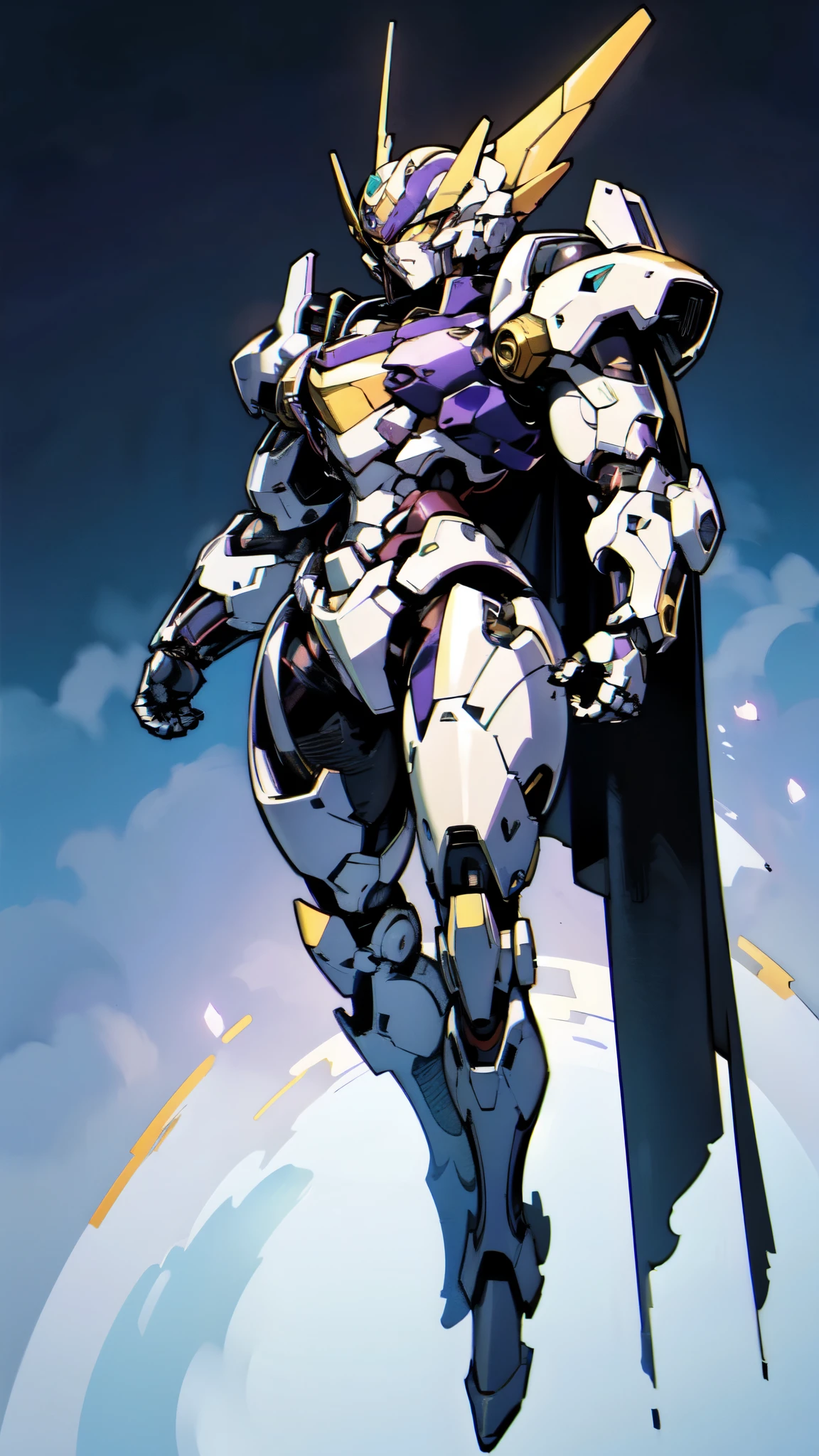 (masterpiece:1.5, best quality:1.5, extremely delicate:1.5), a woman wearing a full-face helmet, high-tech biomimetic armored combat suit, (a composite layered chest armor), the design balances heavy with agility, fully enclosed shoulder guards, matching arm and leg guards, a belt of gemstone, (the color scheme is primarily Purple with Blue and Yellow accents, Organic Biotech, Concept Inspired by Paladin, glowing eyes, armor glows, flying cloak), stand of a futuristic sci-fi city, this character embodies a finely crafted fantasy-style armored hero in anime style, exquisite and mature art style, metallic, high definition, highres, ultra-detailed, ultra-fine painting, professional, perfect body proportions, golden ratio, anatomically correct, symmetrical face, extremely detailed eyes and face, high quality eyes, creativity, RAW photo, UHD, 32k, Natural light, cinematic lighting, (masterpiece-anatomy-perfect:1.2)