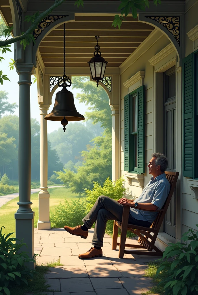 The image depicts a warm and comforting scene of a person in a rocking chair, surrounded by a tranquil environment. The person is relaxed, with a serene smile on his face, while enjoying the surrounding landscape.

In the background, we see a cozy house with a well-tended garden, filled with colorful flowers and leafy trees. This visual representation conveys the idea of a safe and comfortable home, achieved through efficient financial planning.

Next to the person, we can see an open notebook on a small table next to the rocking chair. The notebook contains notes on investments, financial goals, and retirement strategies. This symbolizes the careful planning process and the attention devoted to building a solid financial future.

Around the person are present elements related to leisure and the enjoyment of retirement, such as books, musical instruments, a specific hobby or even a painting canvas. These objects represent the freedom and the ability to enjoy the moments of rest and pleasure in the phase of retirement.

At the bottom of the image, there may be an inspiring message, such as "Plan your retirement wisely: The future you deserve" or "Building a Quiet Retirement: Invest in Your Tomorrow."

This image conveys the importance of financial planning to ensure a smooth and comfortable retirement. It shows that the care and attention given to planning from an early age results in a post-work life filled with security, happiness, and personal fulfillment. --auto