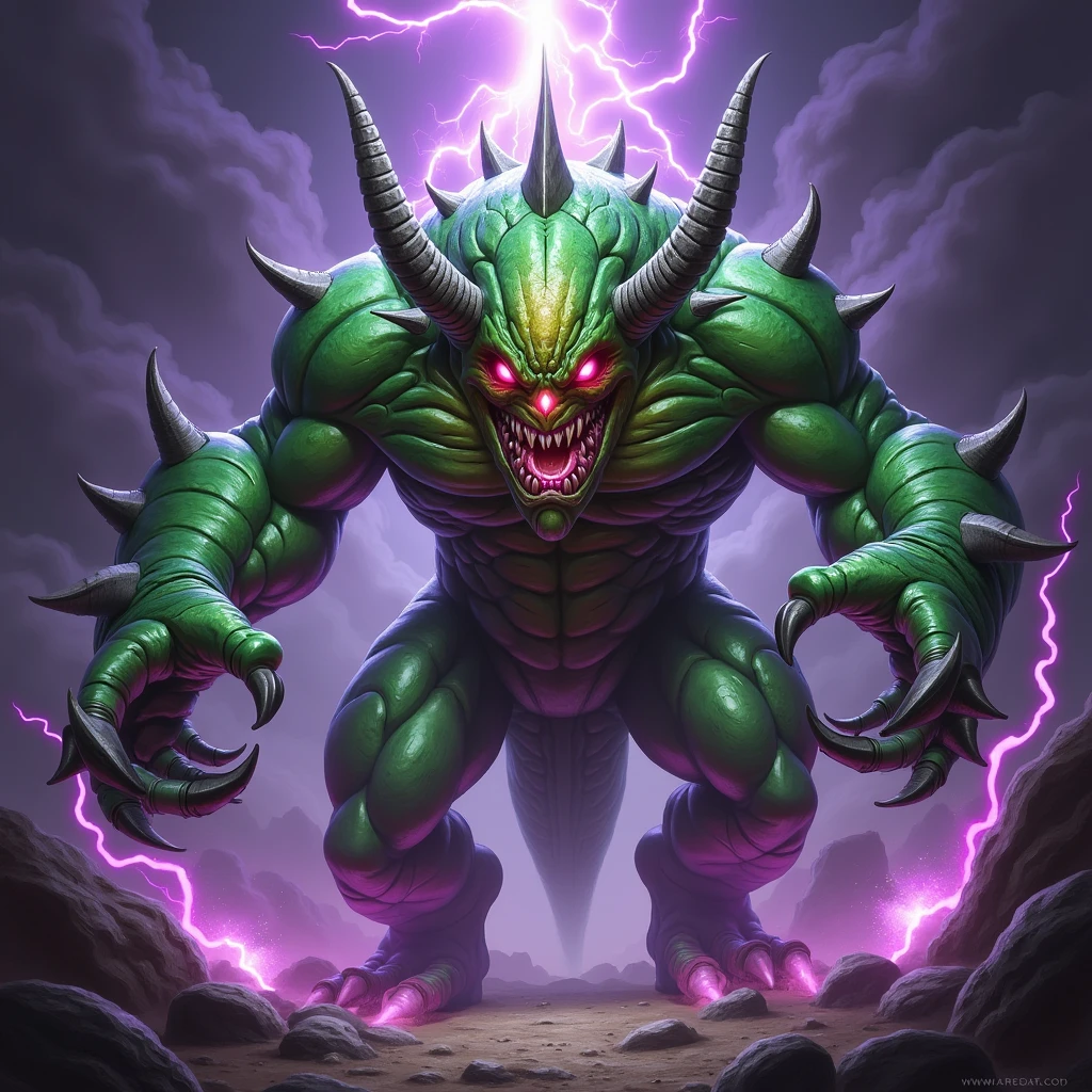 the monster's arms are powerfully extended 、 monsters have bodies ...