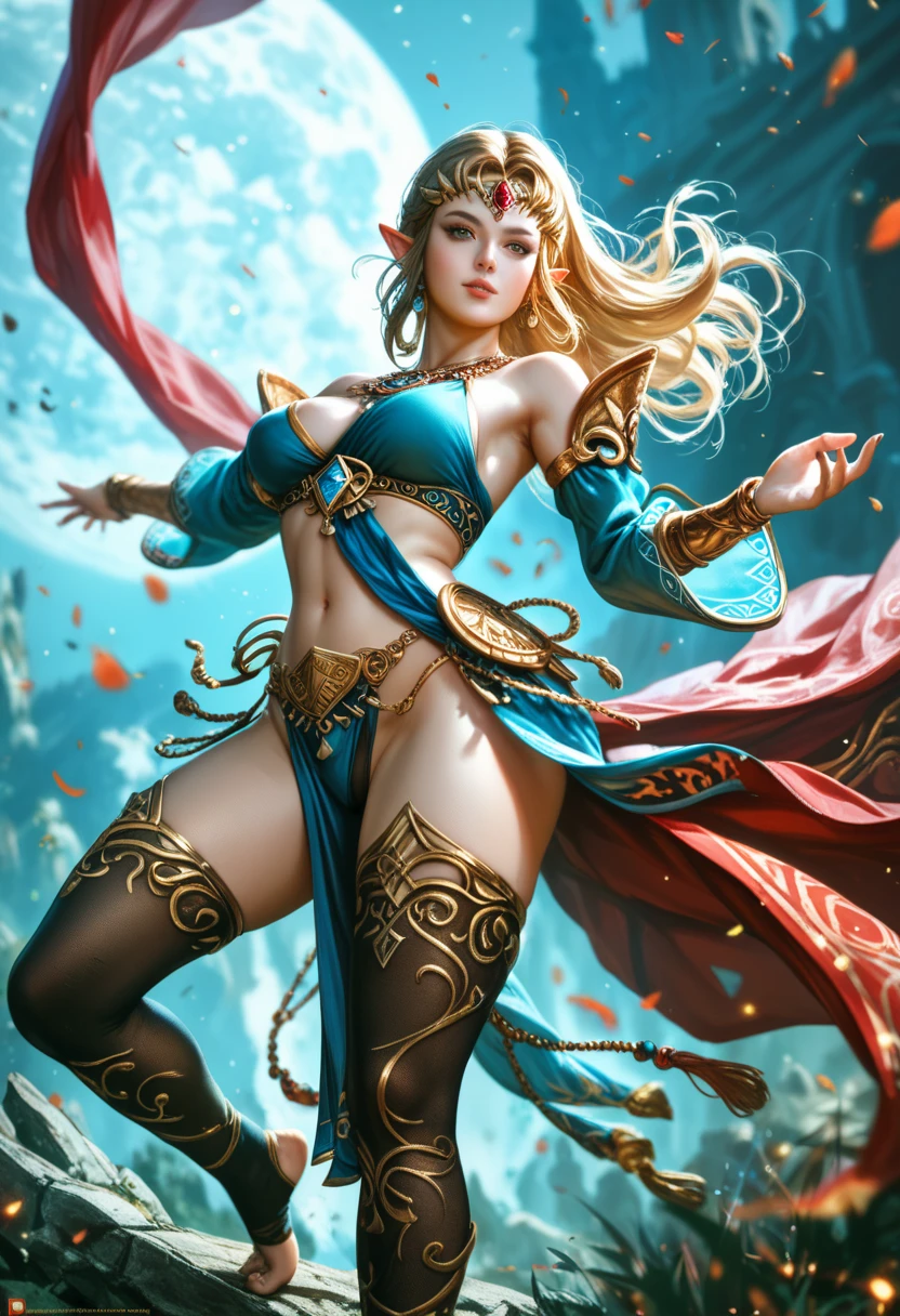 ((Best quality)), ((masterpiece)), (highly detailed:1.3),muskateer, ((blue bikini at the top)), jeans at the bottom, (((without marking the ribs))), ((((orange hair)))One Piece's character Nani. The details of his body are meticulously elaborated, reflecting beauty (beauty:1.2). The embellishments (ornate:1.4) that adorn your pants, ((with orange hair)), long hair, with a thin waist, demonstrating determination in your look, a balance of danger and beauty, HDR (High Dynamic Range), Ray Tracing, NVIDIA RTX, Super-Resolution, Unreal 5, Subsurface Scattering, PBR Texturing, Post-processing, Anisotropic filtering, Depth of field, Maximum clarity and sharpness, Multilayer textures,  Albedo and specular maps, Surface shading, accurate simulation of light-material interaction, perfect proportions, Octane Render, two-tone lighting, low ISO, white balance, rule of thirds, wide aerature, 8K RAW, efficient sub-pixel, sub-pixel convolution, luminescent particles --auto --s2