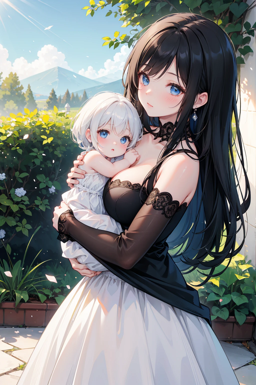 Beautiful young woman with daughter