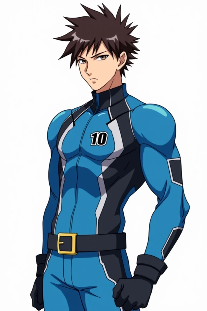 (masterpiece:1.2, best quality:1.2, extremely delicate:1.2), ((male:1.5)), a mature man with short slightly curly brown hair, a well-defined face, intense eyes, a thoughtful expression, brown skin, tall and athletic build, a futuristic fantasy-style blue and black short-sleeved tight-fitting wetsuit, matching trousers, wrist guards, he sits leisurely on a seaside rock, this character embodies a finely crafted futuristic fantasy-style swimmer in anime style, exquisite and mature manga art style, dramatic, high definition, highres, ultra-detailed, ultra-fine painting, professional, perfect body proportions, golden ratio, anatomically correct, symmetrical face, extremely detailed eyes and face, high quality eyes, creativity, RAW photo, UHD, 32k, Natural light, cinematic lighting, (masterpiece-anatomy-perfect:1.2)