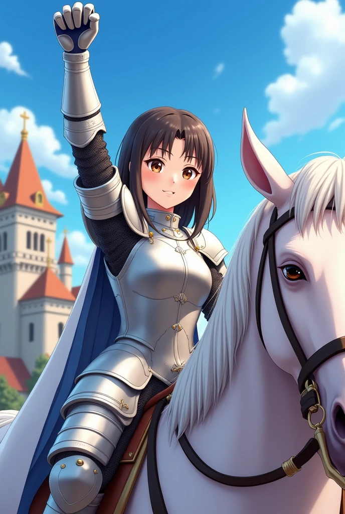 masterpiece, best quality,ultra detail, <lora:anmnr01:0.3> <lora:add_detail:0.5>,<lora:GoodHands-vanilla:0.8>,girl, <lora:Icy Cold Comics:1>(comic_panel_layout)<lora:#Pkaoru:0.7>,kaoru,middle age,potion,outdoor,(riding white horse)
