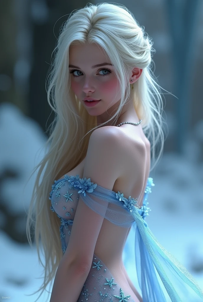 Blonde with long hair, ice nymph 