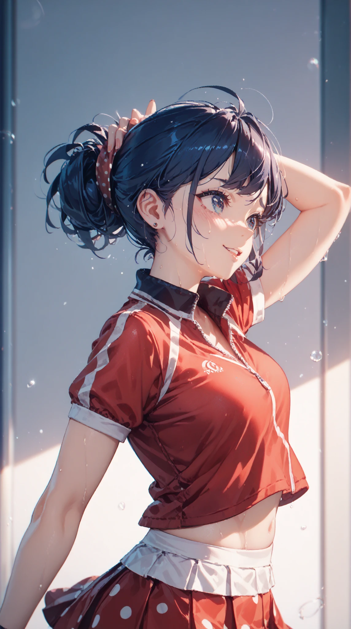 masterpiece, Super exquisite illustrations, best quality, light particles, Super detailed, 8k wallpaper, (Vibrant colors:1.2), (girl), look back,smile shyly,blush, smile shyly, Gaze affectionately,Medium breasts, Black Hair, messy hair, Medium Length Hair, ponytail, pink ribbon, shiny hair, Glowing skin, cute face, (pink tennis uniform), Bottomless, nipple, (Beautiful pink eyes, shining eyes), , blush cheeks, open mouth, (man:1.4), (man standing behind girl), (Intense sex:1.2), (Doggy Style:1.4), Standing puppy, heteromorphosis, (man hold girl's waist:1.4), (View,male perspective、Watch from above:1.4),(), national foundation, outdoor, tennis court, Sunlight, shadow,