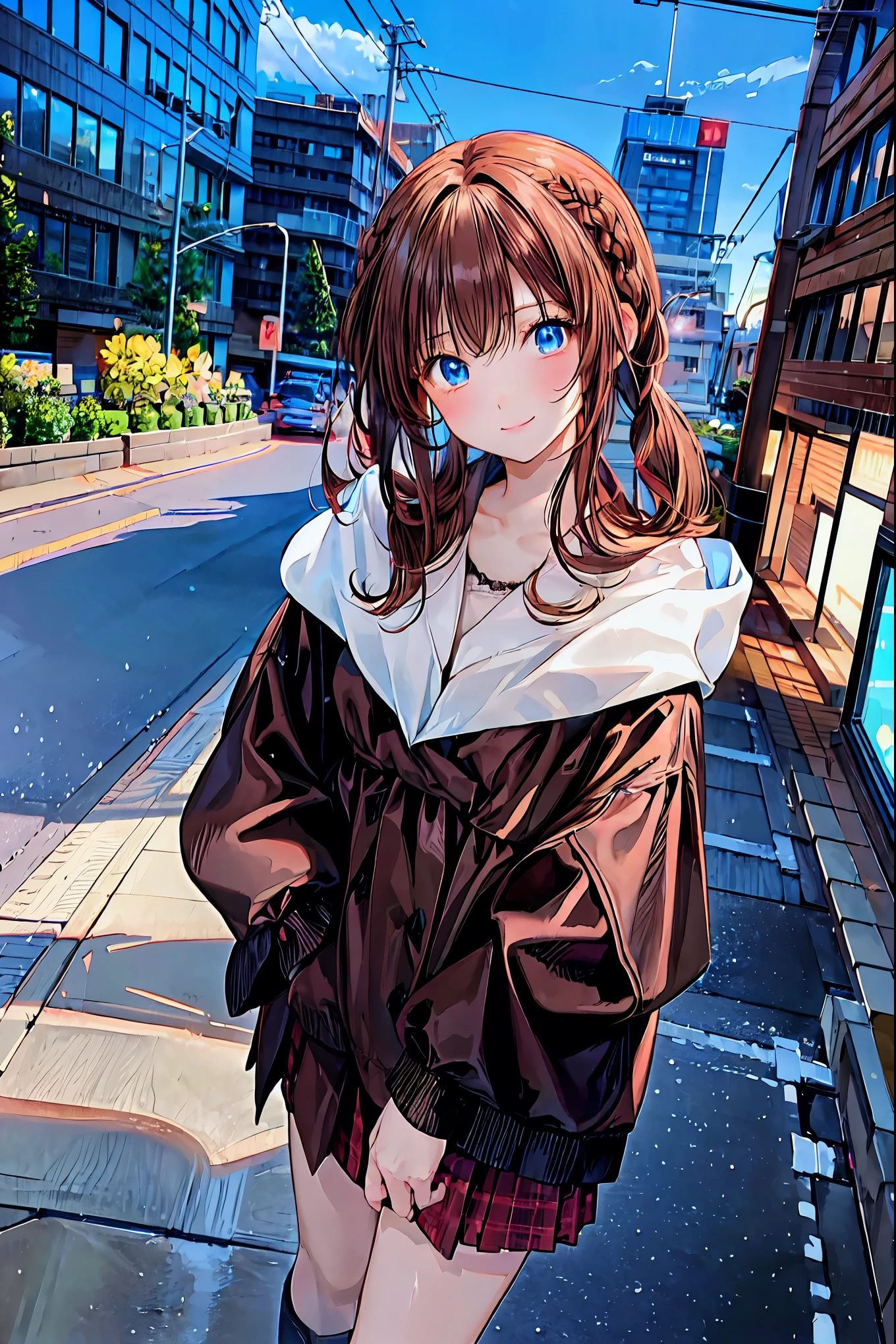    brown hair，   shortcuts，   messy hair   ，   Short Braided Hair   ，Neat，   slender beauty，Dignified posture，   small breasts，     Beautiful Legs with Tails    ，  her   charming gray-blue eyes shine like stars   ，   vibrant colors,      beautiful eyes   ,繊細なsmile,textured skin,   best quality ,      a parody of a gentle and beautiful woman     , Anime Style､Irohaisshiki,   Isshiki Iroha ,    long hair,    Short Braided Hair   ,    hair bleeding from the vagina   ,   brown hair, (   Brown Eyes   :1.5), smile,   muffler   ,   Long Coat   ,   sweater,   long black skirt   ,   black tights,   Short Boots   ,morning日,morning,Campus Life,On the way to school in winter,Cold Sky,that&#39;that&#39;thatは雪が降っています ,
 Going outdoors    , Around town, Destroy a city of buildings ,   viewers ,   charming gray-blue eyes shine like stars   {x}
 will break  (    Masterpiece  :1.2),    best quality,   high definition   ,    Unity 8K Wallpaper , (shape:0.8), (美しくて      beautiful eyes   :1.6),       has a very detailed face    ,    perfect lighting,    Highly Detailed CG, (      perfect hand,       perfect anatomy     ),