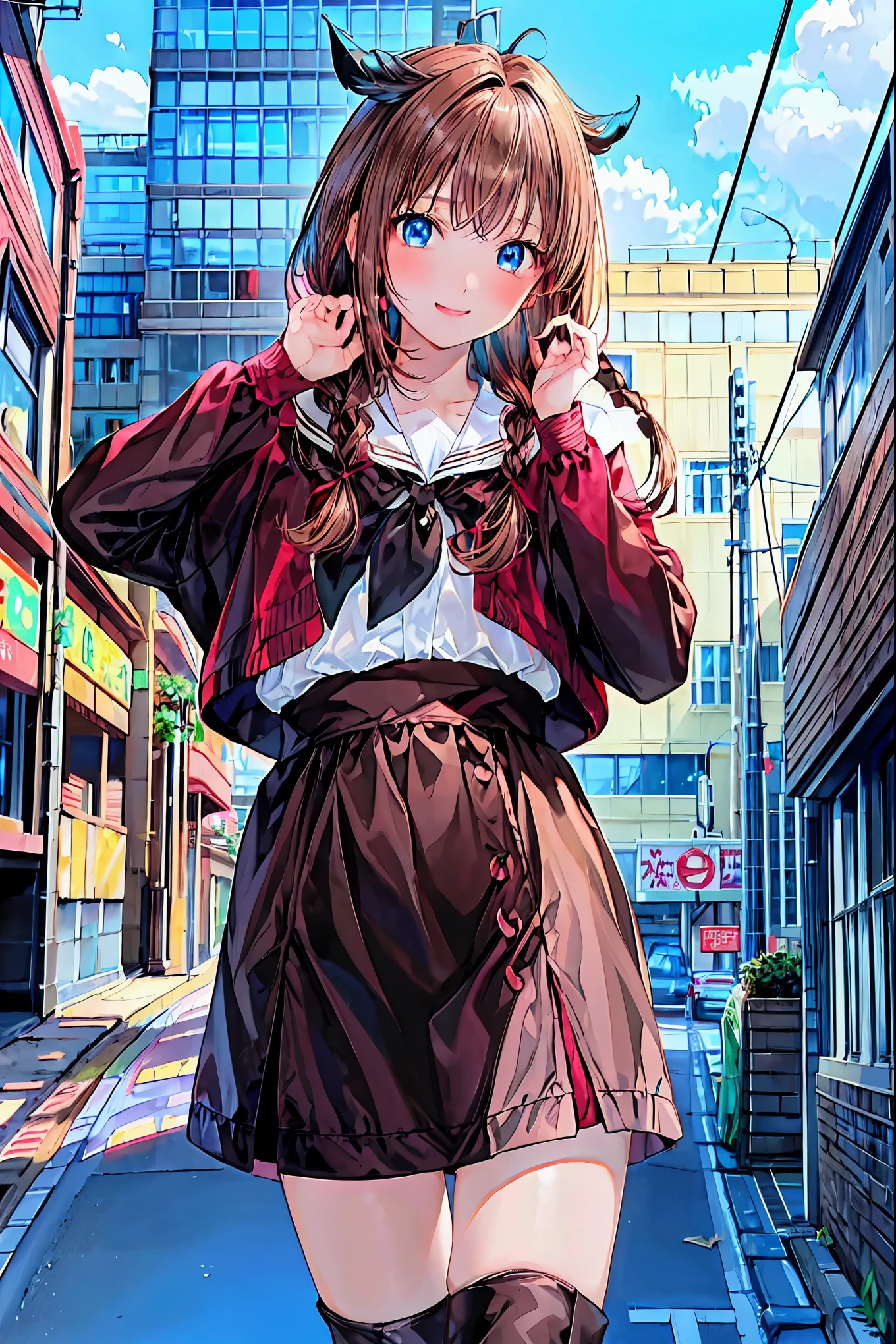    brown hair，   shortcuts，   messy hair   ，   Short Braided Hair   ，Neat，   slender beauty，Dignified posture，   small breasts，((From below:1.2)), ，  her   charming gray-blue eyes shine like stars   ，   vibrant colors,      beautiful eyes   ,繊細なsmile,textured skin,   best quality ,      a parody of a gentle and beautiful woman     , Anime Style､Irohaisshiki,   Isshiki Iroha ,    long hair,    Short Braided Hair   ,    hair bleeding from the vagina   ,   brown hair, (   Brown Eyes   :1.5), smile,   muffler   ,   Long Coat   ,   sweater,   long black skirt   ,   black tights,   Short Boots   ,morning日,morning,Campus Life,On the way to school in winter,Cold Sky,that&#39;that&#39;thatは雪が降っています ,
 Going outdoors    , Around town, Destroy a city of buildings ,   viewers ,   charming gray-blue eyes shine like stars   {x}
 will break  (    Masterpiece  :1.2),    best quality,   high definition   ,    Unity 8K Wallpaper , (shape:0.8), (美しくて      beautiful eyes   :1.6),       has a very detailed face    ,    perfect lighting,    Highly Detailed CG, (      perfect hand,       perfect anatomy     ),