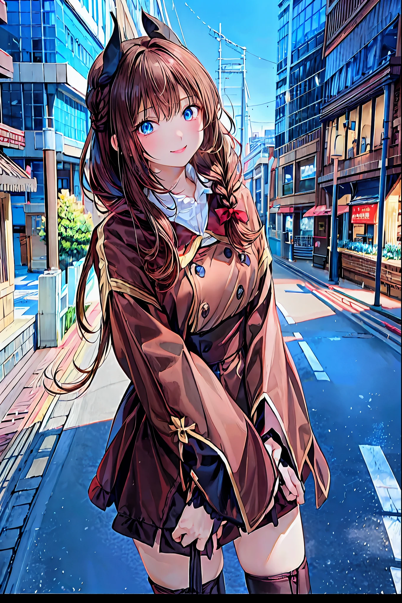    brown hair，   shortcuts，   messy hair   ，   Short Braided Hair   ，Neat，   slender beauty，Dignified posture，   small breasts，((From below:1.2)), ，  her   charming gray-blue eyes shine like stars   ，   vibrant colors,      beautiful eyes   ,繊細なsmile,textured skin,   best quality ,      a parody of a gentle and beautiful woman     , Anime Style､Irohaisshiki,   Isshiki Iroha ,    long hair,    Short Braided Hair   ,    hair bleeding from the vagina   ,   brown hair, (   Brown Eyes   :1.5), smile,   muffler   ,   Long Coat   ,   sweater,   long black skirt   ,   black tights,   Short Boots   ,morning日,morning,Campus Life,On the way to school in winter,Cold Sky,that&#39;that&#39;thatは雪が降っています ,
 Going outdoors    , Around town, Destroy a city of buildings ,   viewers ,   charming gray-blue eyes shine like stars   {x}
 will break  (    Masterpiece  :1.2),    best quality,   high definition   ,    Unity 8K Wallpaper , (shape:0.8), (美しくて      beautiful eyes   :1.6),       has a very detailed face    ,    perfect lighting,    Highly Detailed CG, (      perfect hand,       perfect anatomy     ),