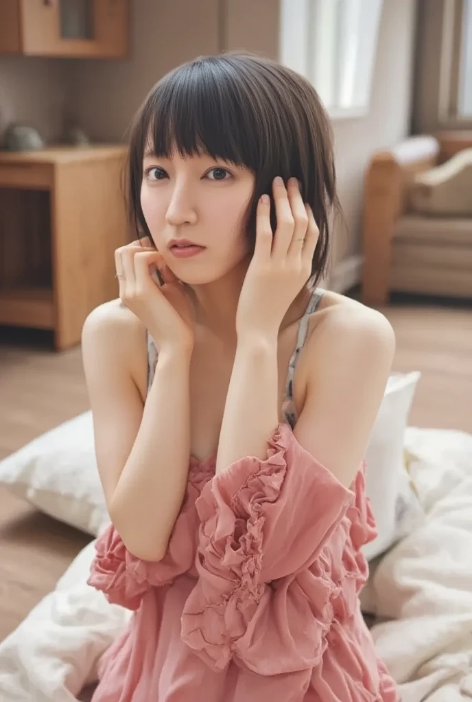 ( best quality, 8k, 32K,   Masterpiece ),(Realistic: 1.5),RIHO YOSHIOKA:2.5,eroticism:2.3,Electric nipples:2.9,Real nipples:3.0,spread pussy:5.2,Blushed Cheeks, medium chest ,  pussy juice:2.3, long straight hair, Stand upright:5.0,pubic hair:5.1,Big Laugh,( SEXY LINGERIE:3.2),( small size lingerie:3.2),30 years old show your lower body 、 super high definition 　((((((((sex)))))))))) 、Sex with a man、Completely naked、Completely naked、sex