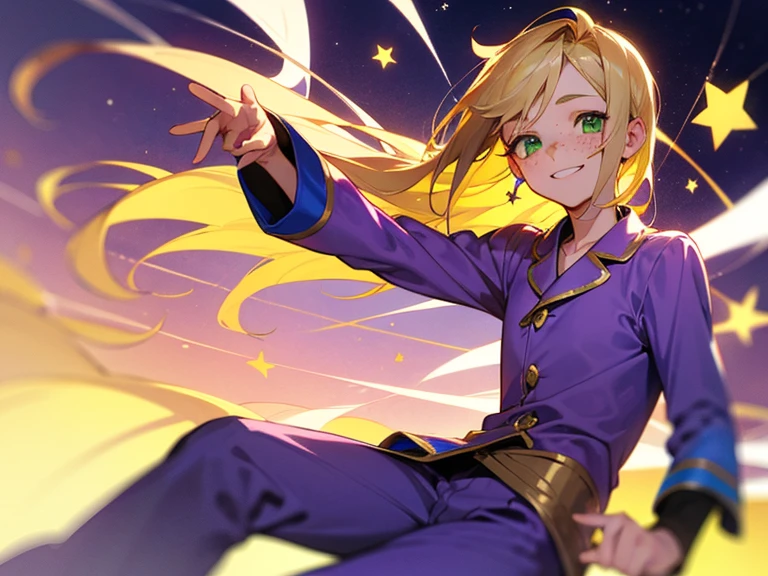 Chloe has blonde hair and blue eyes. She wears a yellow and white sleeveless dress, with black leggings and purple sandals, along with a purple bow in her hair. She also has a noticeable gap in her teeth.  SPARKLE; GLITTER
