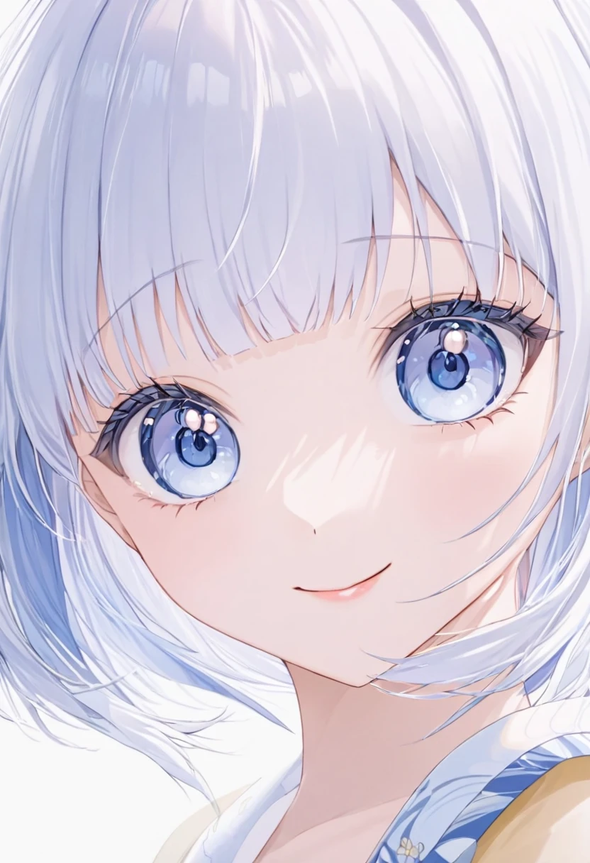  super detailed,(Highest quality),((  Masterpiece )),( high definition ), original ,High definition 8K wallpapers,( very delicate and beautiful ),Highest_hand,Anime,    (\Ayaka Kamisato\), beautiful eyes,White background,smile, bob cut