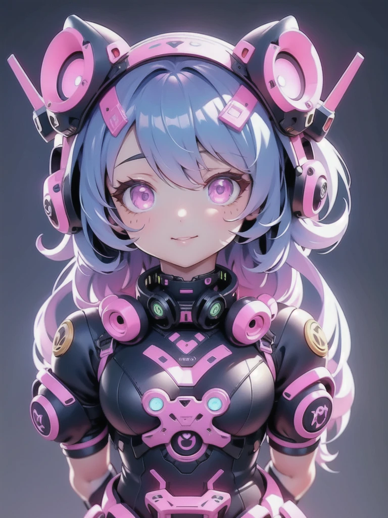 Cartoon girl in futuristic clothing with high-tech black eye mask,Full body painting， Black Cyberpunk Eye Mask，Perfect girl, best cartoon 4k konachan wallpapers, Simple background，cartoon, Cute girl, Cyberpunk cartoon girl mecha, Azur route style, cartoon cyberpunk art, beautiful girl, Girl in mecha network armor, Actress