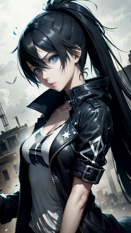 Black Rock Shooter, Trench Coat, T-Shirt, Blue Eyes, 