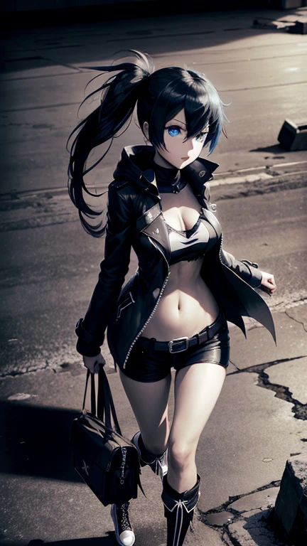 Black Rock Shooter, Trench Coat, T-Shirt, Blue Eyes, 