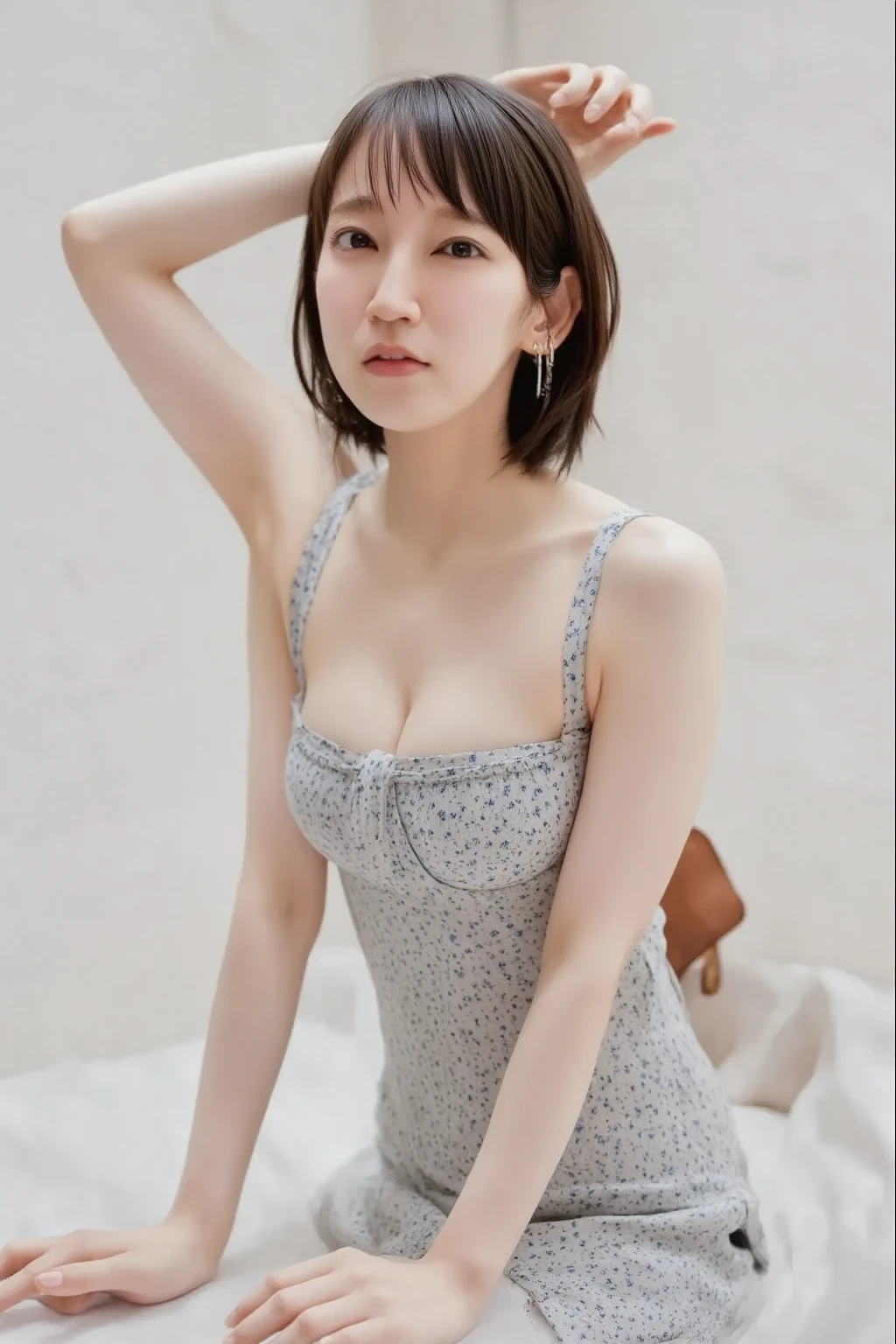 1 girl,(Best quality, 8k, 32k, Masterpiece),(Realistic: 1.5),riho yoshioka:2.5,nude:4.3,elect nipples:2.9,real nipples:3.0,spread pussy:4.2,flushed cheeks,medium breasts,straight long hair,pubic hair:5.1,great laughter,30 years old,on the bed