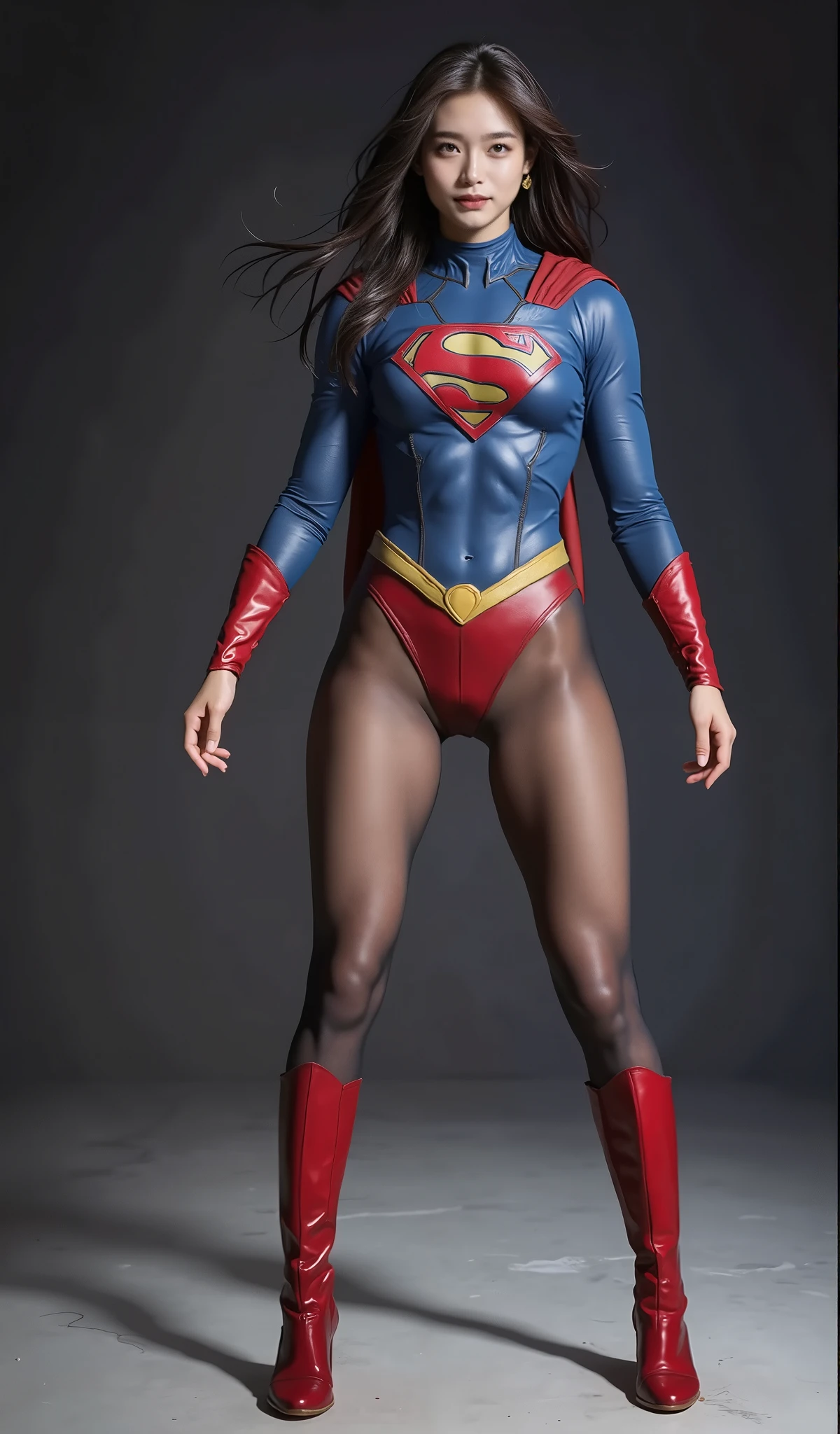 No background、(((Beautiful legs in black tights.)))、(((Legally express the beauty of your smile)))、((((Make the most of your original images)))、(((体にぴったりフィットするSupergirl Costume)))、(((Supergirl Costume)))、(((short and beautiful hair)))、(((suffering)))、(((Please wear black tights....、Wear red boots)))、((Best image quality、8k))、((Highest quality、8k、masterpiece:1.3))、(((Preserve background )))、Sharp focus:1.2、Beautiful woman with perfect figure:1.4、Slim Abs:1.2、Wet body:1.5、Highly detailed face and skin texture、8k