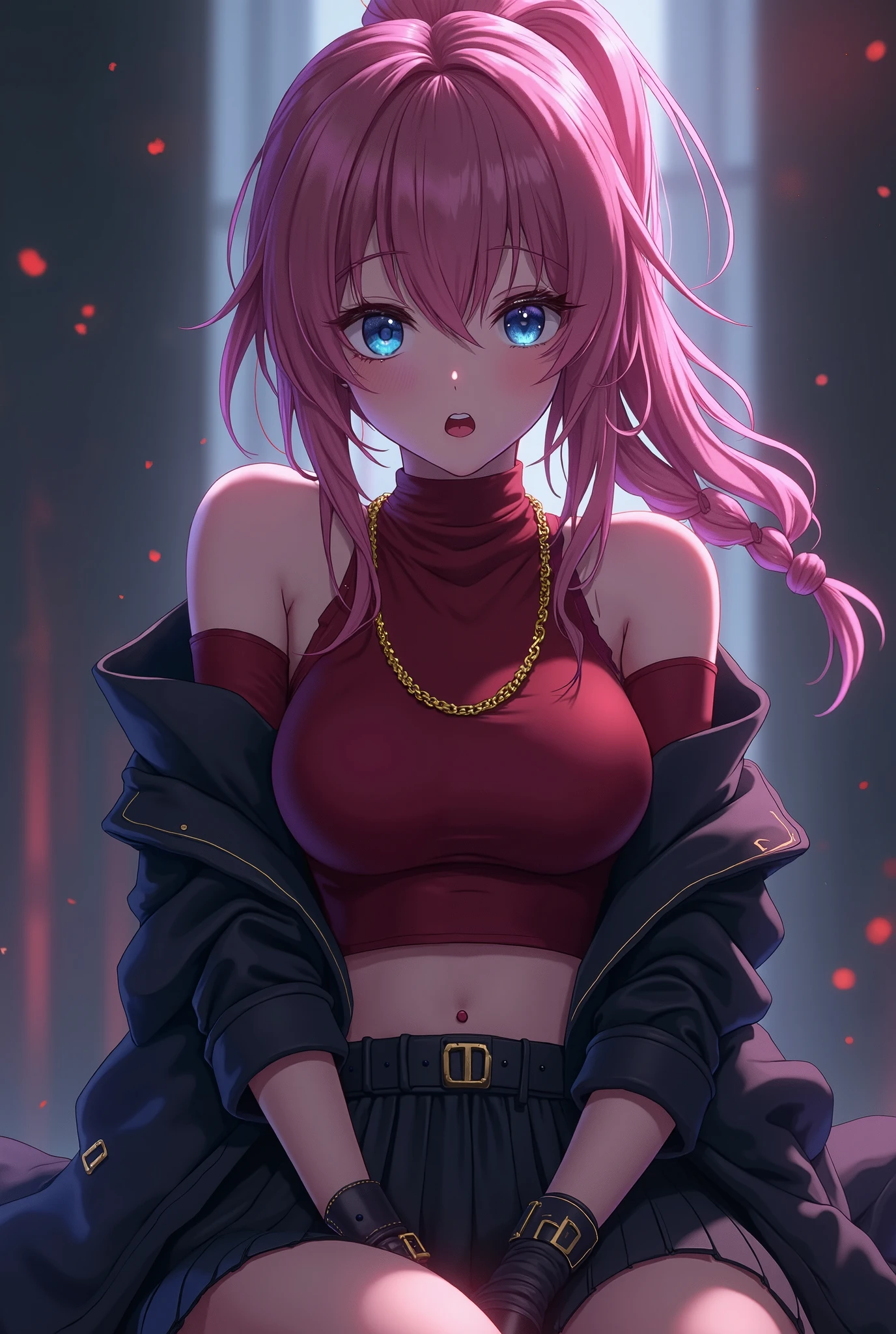(Lightning illuminating the dark sky:1.7),Stormy night, (Rain pouring down on a tomboy:1.3),  creating a dramatic and moody atmosphere.
Drenched tomboy,piercings,Punk rock fashion,Open jacket with chain,Punk rock shirts,Punk rock pants with chain,Chain Accessories,a choker,(The whole body is soaking wet,Rainwater dripping from the face,Wet face,wetting hair,Wet and glowing skin,Soaking wet costumes,),(Glossy silver and orange two-tone hair,Short ponytail),(The composition of the princess's face,large full breasts,Pointed lips,red lipsticks,Cute round face,A smile that makes the viewer happy,blushing with embarrassment,red blush,),Bold sexy poses,crouching down,
(in 8K, Raw photo, Best Quality, masutepiece,),(Realistic,Extreme detail photo,Digital SLR,),(Image Mode Ultra HD),