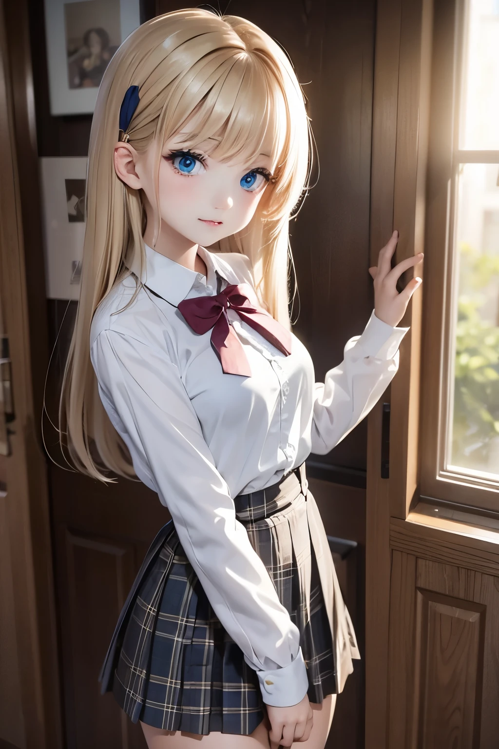 masterpiece, best quality, highres, 1girl, kei karuizawa, blue shirt, white skirt <lora:kei_karuizawa_final:1>