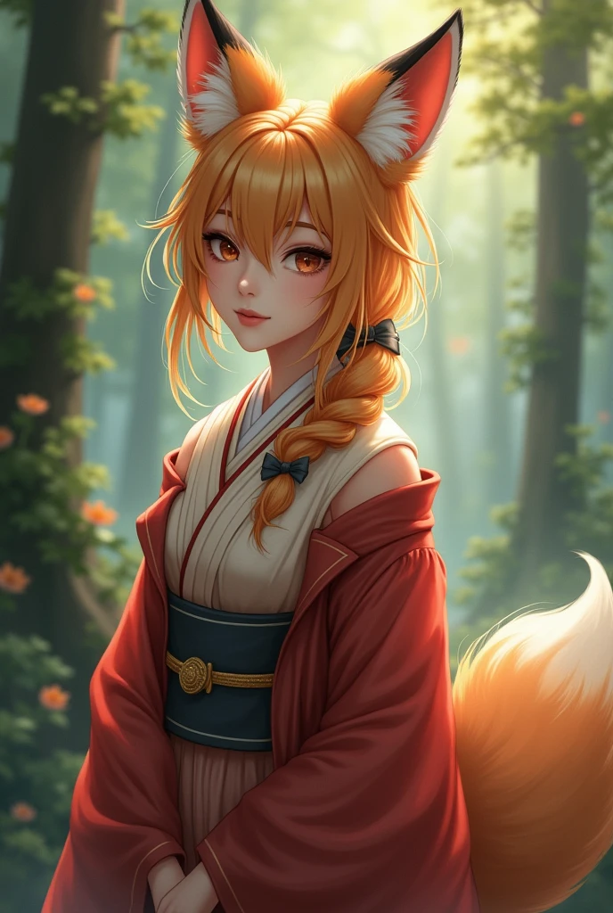 1 girl, upper body, single focus, ethereal beauty, fox spirit attire, bewitching eyes, (kitsune mask: 1.4), (enchanting forest: 1.3), fox-like charm, mystical aura, [depth of field, ambient lighting, misty forest foreground, mystical forest background], enchanted woods, mischievous spirits, flickering foxfire, (bamboo grove), (torii gate: 1.2), intricate details, enhanced lighting.