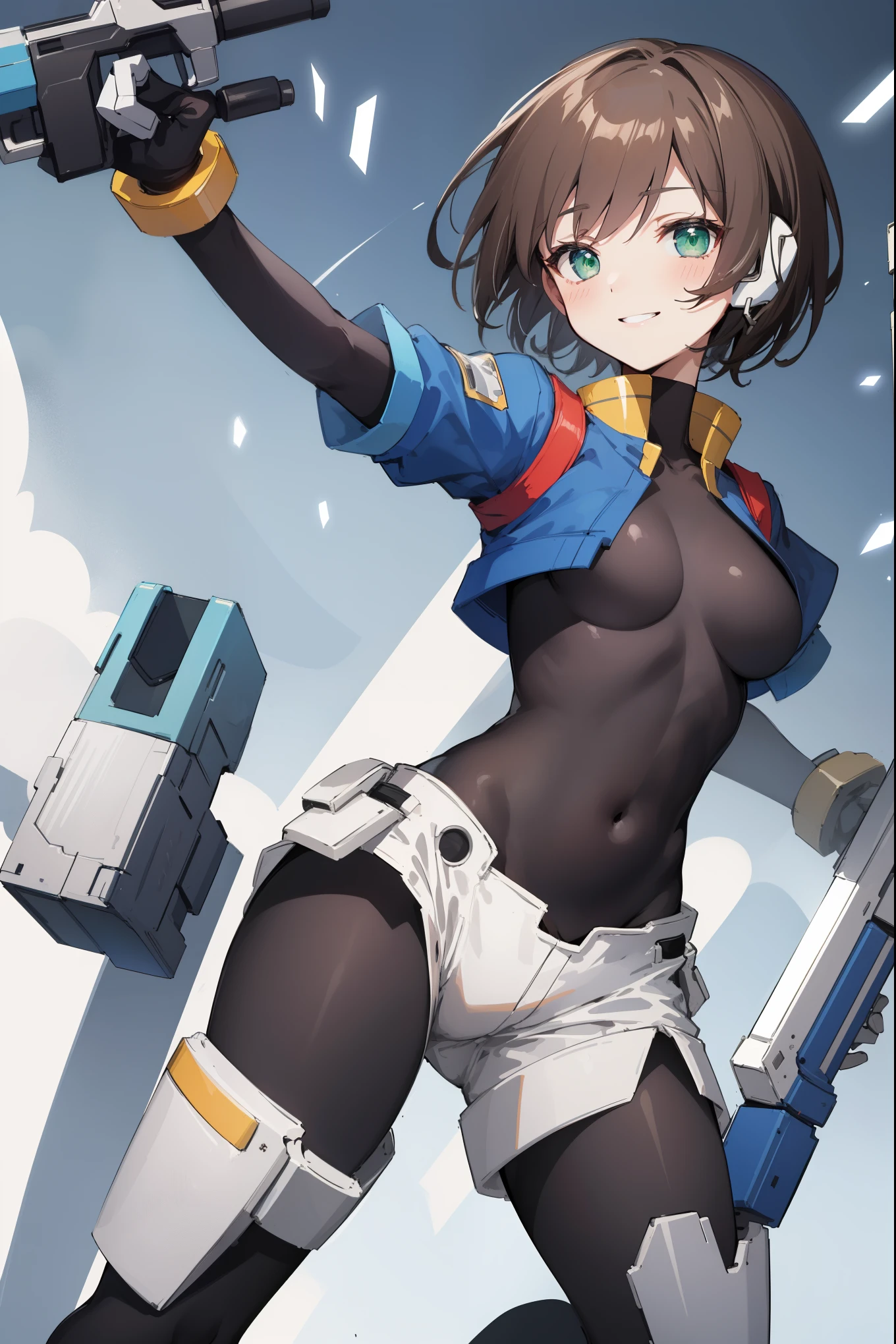 (masterpiece, best quality:1.2),illustration,8k,hd, Shigure(kan), 1girl,solo, long hair,single braid,s mile, nude, nipples, pussy, pubic hair, mecha, outdoors, ocean,