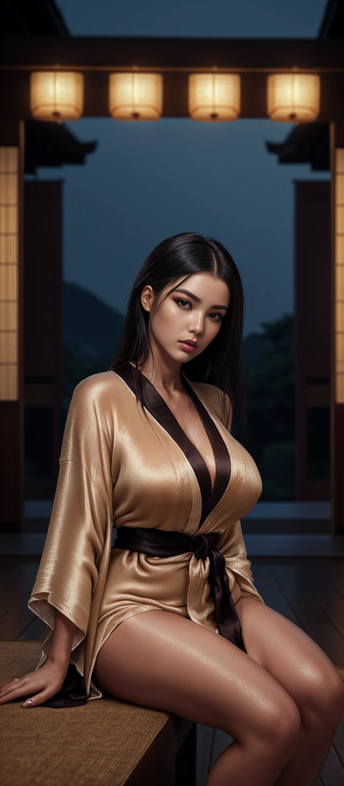 photo of a 20 years old, chinese girl, (((((european girl))))), RAW, beautiful woman,((((high prominent cheekbones)))), (((thin pointy nose))), ((thin eyebrows)), ((((long straight black hair)))), (((supermodel face))), (dark blue eyes), (( perfect anatomy)), (((busty))), ((detailed face:1.2)), ((detailed facial features)), (finely detailed skin), (((unfasten yellow kimono showing naked tits))), . (vivid colors), damp, moist, reflections, (masterpiece) (perfect proportion)(realistic photo)(best quality) (detailed) photographed on a Canon EOS R5, 50mm lens, F/2.8, HDR, (8k) (wallpaper) (cinematic lighting) (dramatic lighting) (sharp focus) (intricate) fashion, realistic skin texture, POV, Nikon d850, film stock photograph,4 Kodak Portra 400, camera f1.6 lens, rich colors, ultra-realistic, hyper-realistic, ultra-detailed, hyper-detailed, ((perfect face, perfect body), RAW photography, realistic skin texture, traditional chinese room, (((kneeling, looking to the camera)) ,((matte skin))