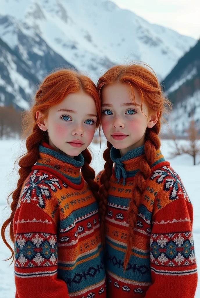 GIRLS CHILDREN, BLONDES WITH VERY LONG STRAIGHT HAIR, RUSSIAN STYLE WINTER UCHANKA.