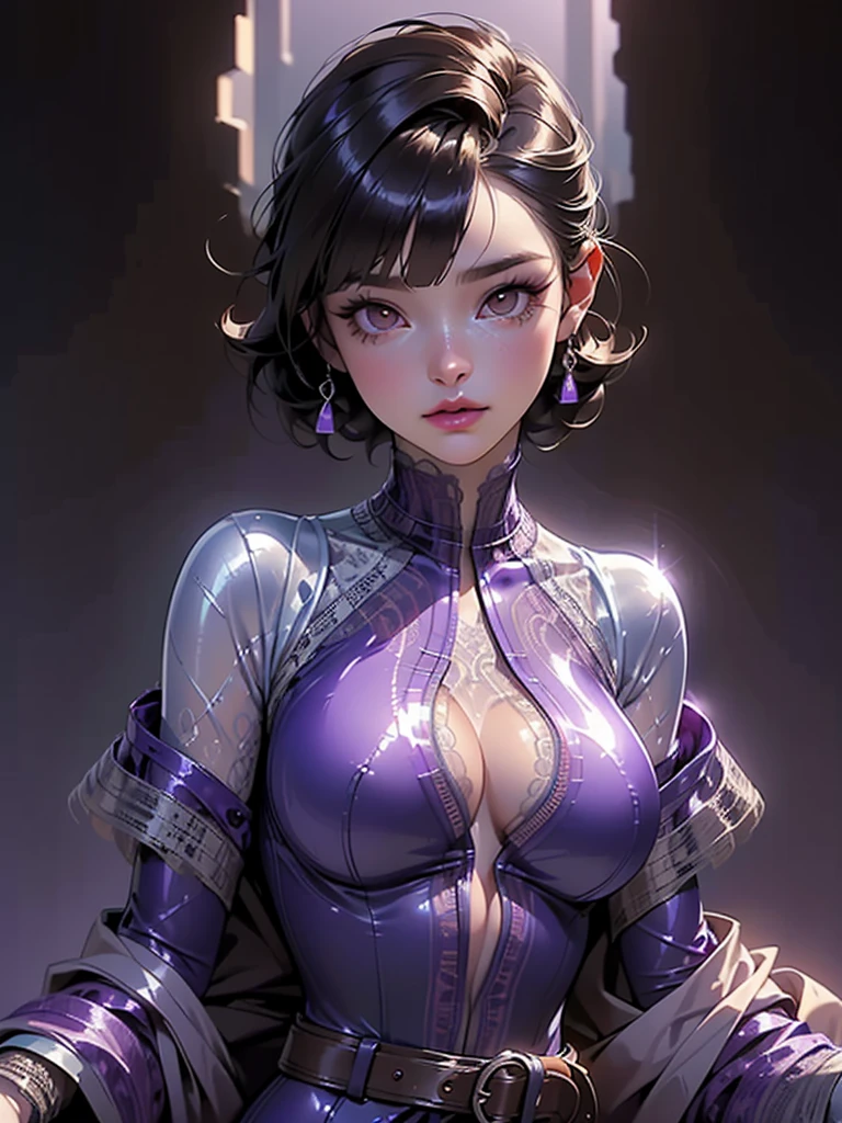 Sexy thick woman, black hair in a bun, plump face, seductive eyes, medium nose, perfect pink lips seductively parted, fairest skin, black long dress, stripping, exposing bare shoulders, very tight and transparent clothes, cameltoe, gorgeous breasts, gorgeous body.