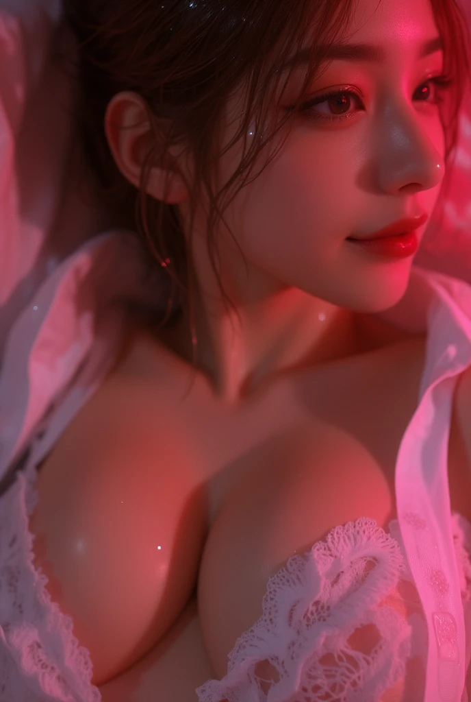 nsfw, Pornographic images, Movie Scenes, Fantasy art, Best image quality, Surreal portrait, (8k), Ultra-realistic, 最high quality, high quality, High resolution, high qualityの質感, Attention to detail, Beautiful details, Fine details, Highly detailed CG, Detailed Texture, Realistic facial expressions, before, dynamic, bold, 1 Girl, (Ideal body proportions:1.5), Highly detailed skin, curve, (Beautiful breasts:1.8), (Big Breasts:1.8), (Ample breasts:1.6), Pale skin, (Soft Hair), (Super Straight Hair),Long, slicked bangs,Very light coppery amber hair,Hair on one eye, (Pink nurse uniform:1.6), (Sculptural installation:1.5), (hospital、Hospital room、Patient Bed:1.5), (Torn clothes:1.8), (Lying in bed:1.6), (Moist eyes):1.6, (no underwear:1.6), (whole body:1.8), (orgasm), mini skirt, (Sweat:2.0), Masturbation, Sigh, Thighs:1.2, (Hands tied above head:1.2), belly button