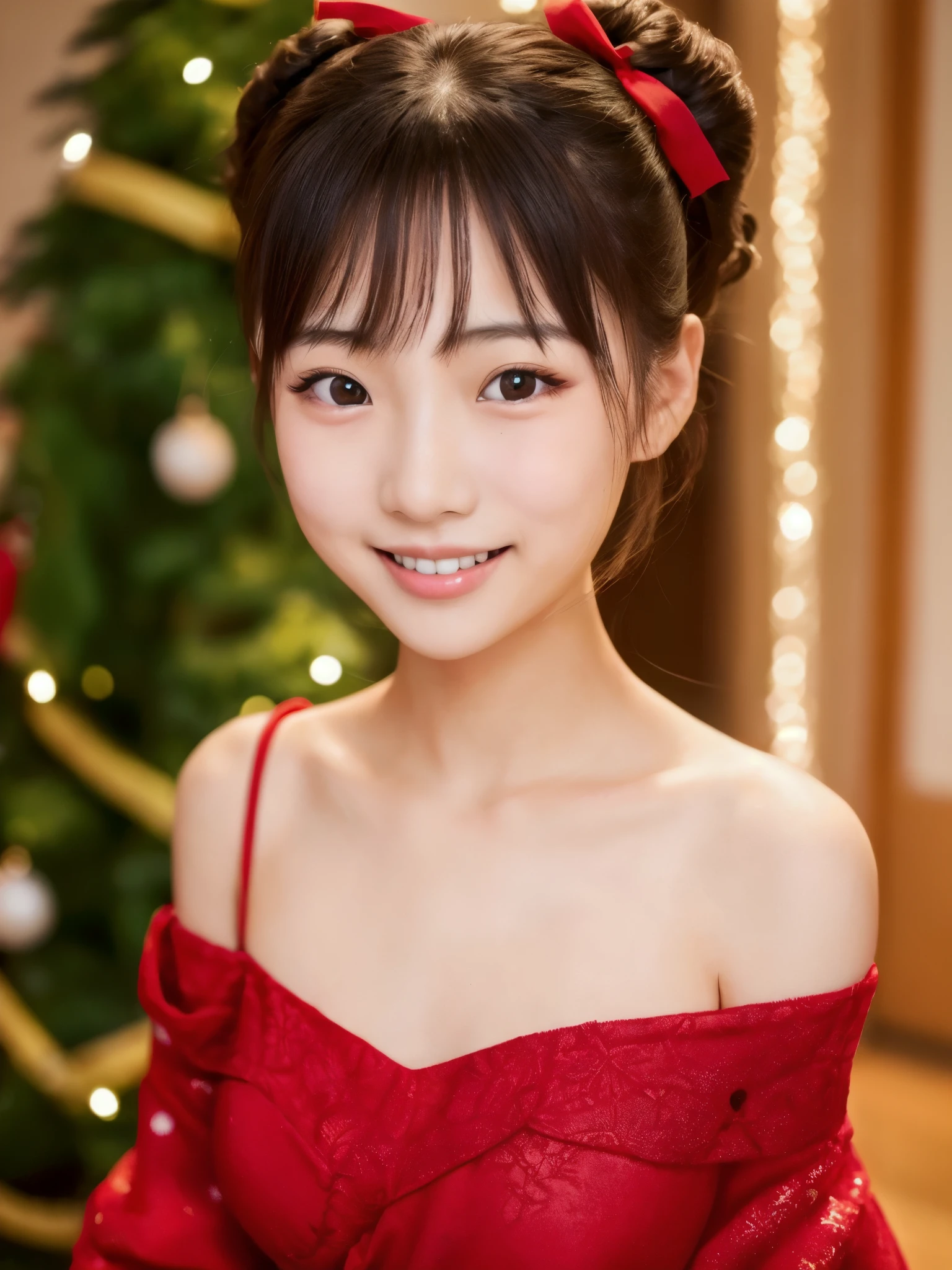 ((Best-quality, Masterpiece, Ultra-High-Resolution, (Photorealistic:1.4), Raw-Photo, Extremely-Details, Perfect-Anatomy)), 1girl, 18-years-old, the most popular actress, having a lot of fun at Christmas-orgy, dynamic-pose, extremely beautiful face like a most famous Japanese actress, (((extremely beautiful big-black-solid-eyes, extremely beautiful black-short-cut-haired))), extremely beautiful lips, extremely beautiful long-eyelashes, (((extremely beautiful realistic-skins))), (((wearing extremely sexy-Christmas-costume, detailed sexy-Christmas-costume))), detailed Christmas-orgy