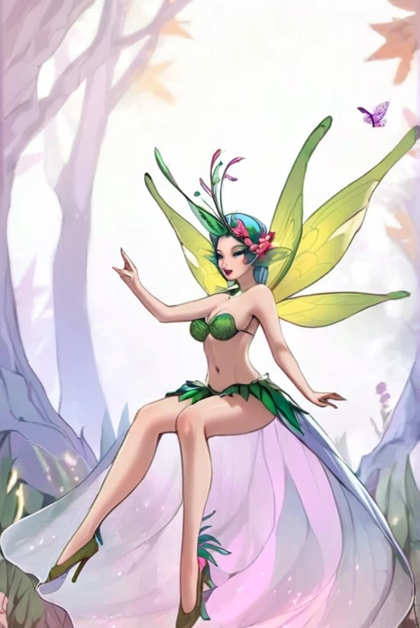 (TinkerWaifu:1), (NSFW:1.3), Tinkerbell sticking out her tongue kneeling down, dress pulled down, cute, looking at the viewer, thick thighs, single bun, short hair, bare breasts, hands behind her body, light particles, lighting, colourful, general plan, daylight, big boobs, big tits, big breasts, sexy pose, full body, (strapless green dress:1), (fairy wings focus on breasts:1.2), (realistic: 1.2), (realism), (masterpiece: 1.2), (best quality), (ultra detailed), (8k, 4k, complex), (full body photo: 1), (cowboy photo:1.2), (85mm), (highly detailed:1.2), (detailed face:1.2), (gradients), (detailed eyes:1.2), (dynamic angle:1.2), (dynamic posture:1.2),