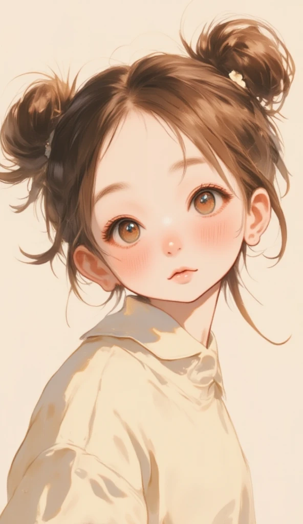  nothing ,   best quality , cute little  girl、 bun hair ,nude