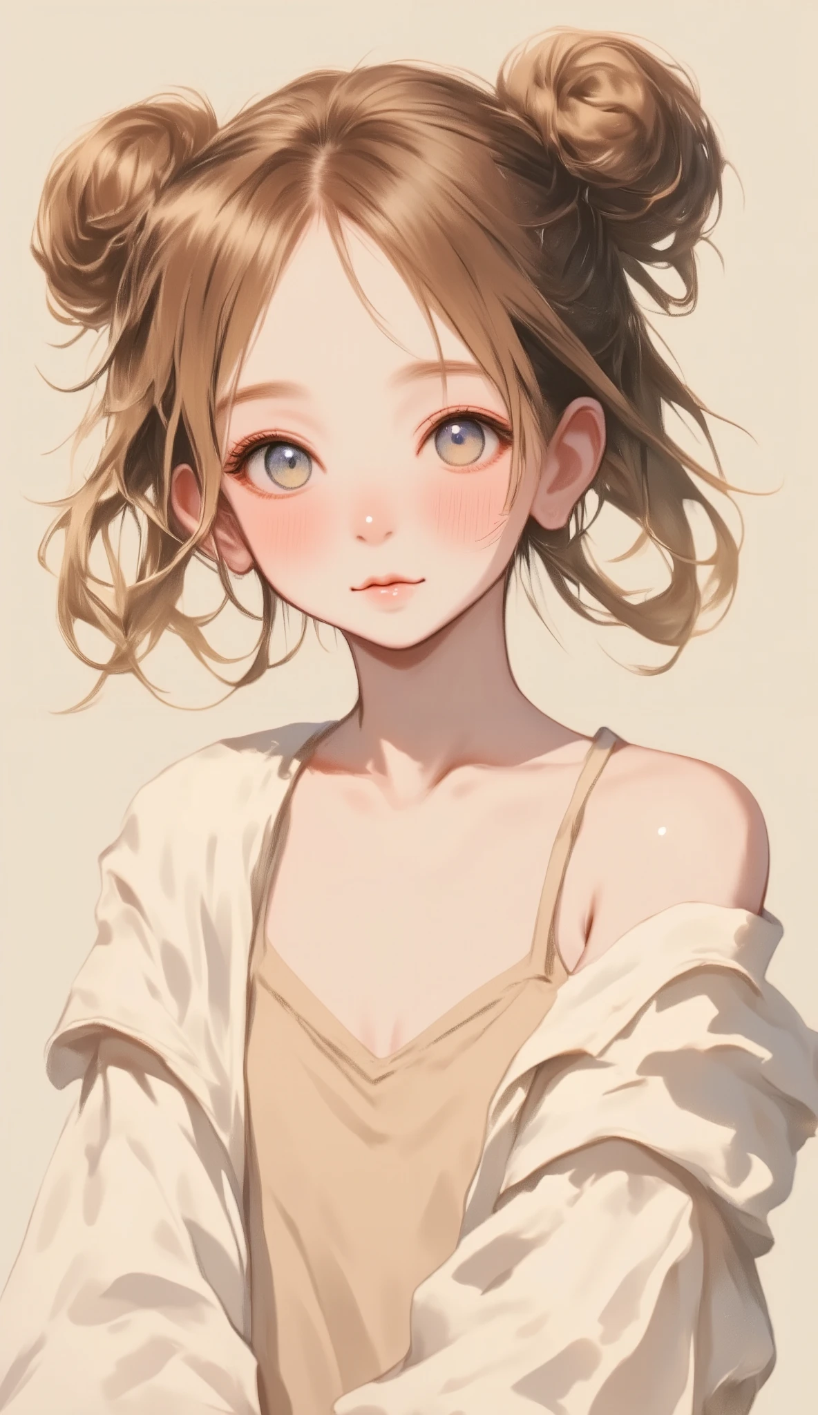  nothing ,   best quality , cute little  girl、 bun hair ,nude