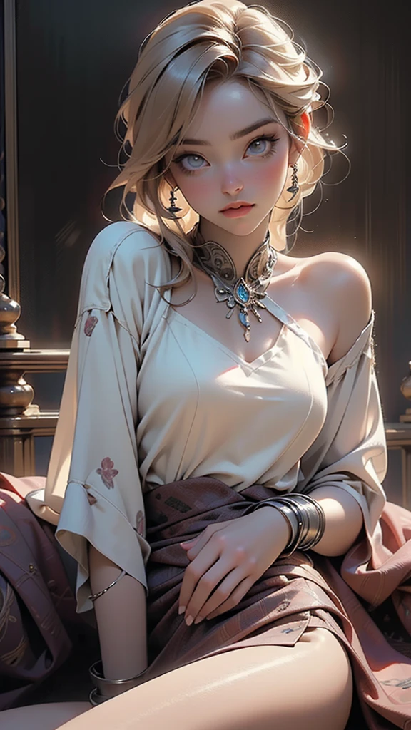 (nsfw:1.5), Facial portrait of a European woman, long curls, blonde hair, floral frame, decorative panels, abstract art, Alphonse Mucha, (masterpiece, best quality, high resolution: 1.4), detailed, intricate details, 4K, color splash, line art, Fibonacci, (look up), (naked body), (naked)