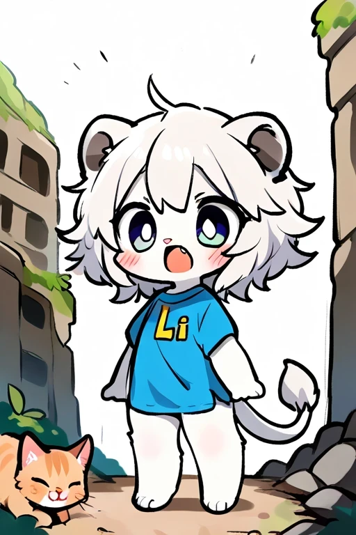 little white lion girl "Ancient City Ruins"