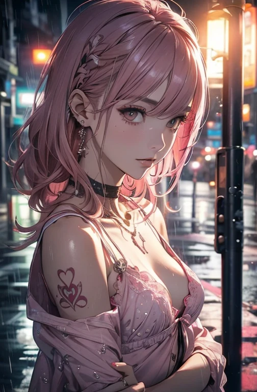 (Masterpiece, BestQuality:1.3), (ultra detailed:1.2), (hyperrealistic:1.3), (RAW photo:1.2), High detail RAW color photo, professional photograph, (Photorealistic:1.4), (realistic:1.4), (Pink Hair:1.5), professional lighting, perfect anatomy, (Big Breasts:1.2), (blush, detailed face), (A happy smile:1.7), Trending Hair&Trending Hairカラーをランダムに, earrings, necklace, bracelet, sexly, erotic sexly, Random sexy gravure poses, (Sexy beauty in a pink silk gown、Luxurious bathroom、Sweet smile、Long Straight Hair、Sitting on the edge of the bathtub。:1.3)