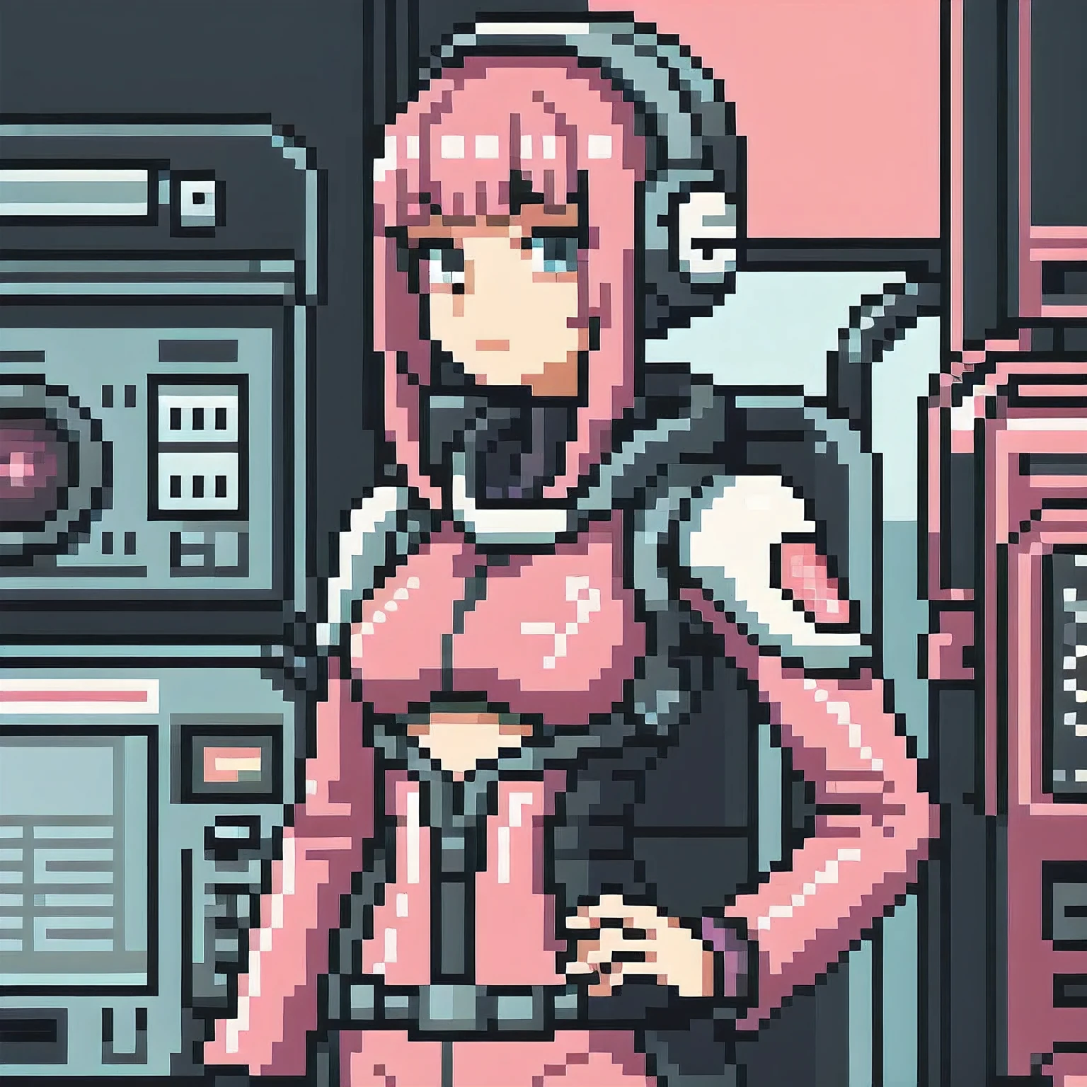 photo of a college student, Purple-Pink Gradient, futuristic space suit, (freckles:0.8) cute face, sci-fi, dystopian, detailed eyes, Heterochromia eyes((Side view))Back Room