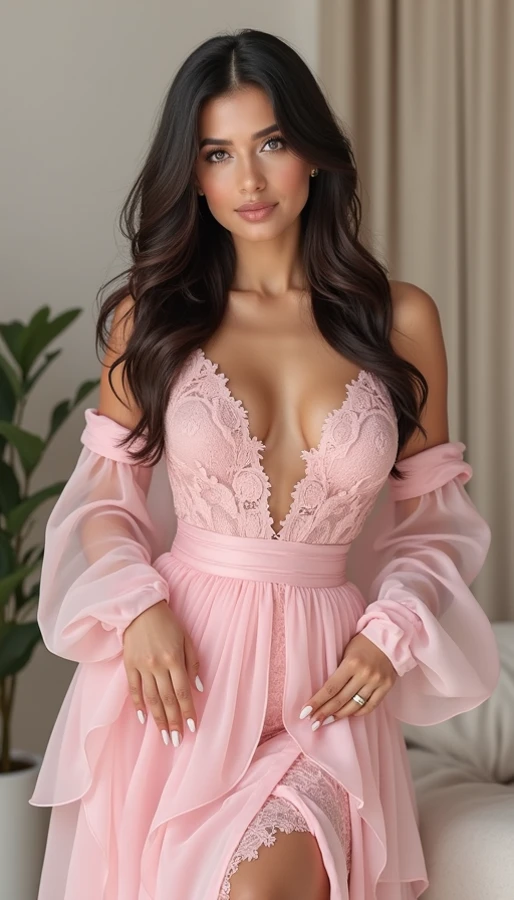 Half-length glamour portrait, nikon D850, f1.6 lens, 200mm, DSLR, 22 Megapixels, (((Elegant hotel suite scene))), shot of a stunning 21 years old swedish girl, (smile:1.4), (wearing Mauve Velvet slit maxi dress with sweetheart neckline:1.6), ((seductive pose)), hot girl, (((medium natural breasts))), ((((medium blonde hair)))), (small girl), symmetrical face, photorealistic, photography, (bright natural lighting), gorgeous, deep cleavage, (masterpiece), best quality, high resolution, extremely detailed, cinematic lighting, (((very narrow waist))), rich colors, hyper realistic, lifelike texture, ((jewelry)), (((She has beautiful hands and wears rings))), (bracelet), (necklace), (ankle chain), (nail polish) (earrings), Fuji Superia 200, 8k
