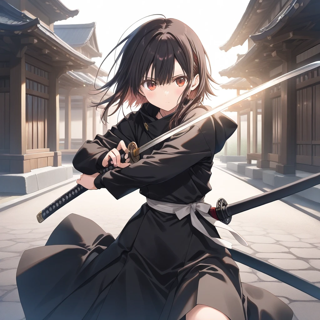 1girl, ****** female, beautiful detailed eyes,expressionless, katana, fighting pose, battoujutsu stance, outdoors,wind, fantasy, game CG, break,((artist:mitsumi_misato)),(artist:fujiyama),(artist:shida_kazuhiro),(masterpiece), (best quality), (ultra-detailed), very aesthetic, newest, cool illustration,super detailed skin, (masterpiece), (best quality), (ultra-detailed), very aesthetic lighting,newest ,hi res,absurd_res,2023,shaded,digital media (artwork), realistic lighting, 4k, 8k, Best cinematic lighting powered by famous artist,pixiv contest winner