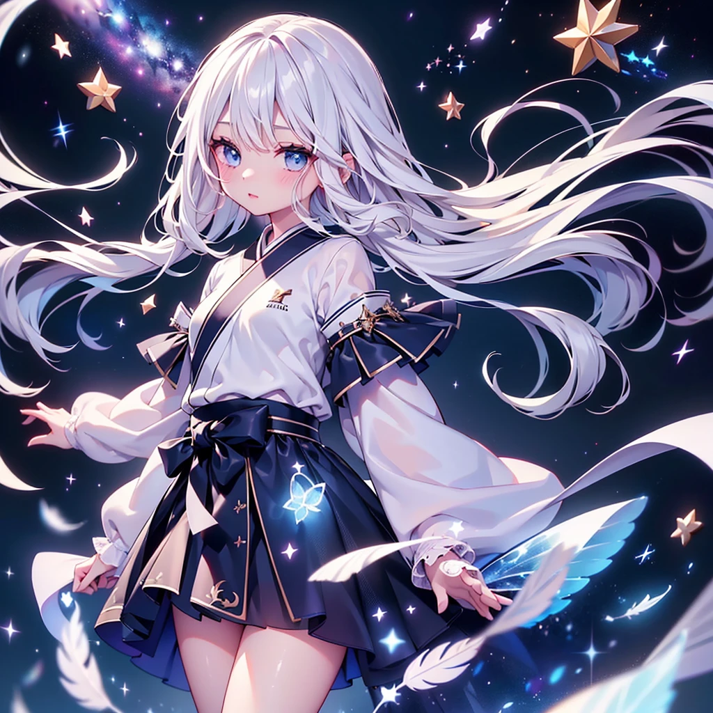 Shoujo Anime Characters ( From 18 to 20 years old), Sorcerer of God, In the Starry Sky, blue and white、His theft and gold side､roll up the skirt､Make your underwear look embarrassing､White lace panties