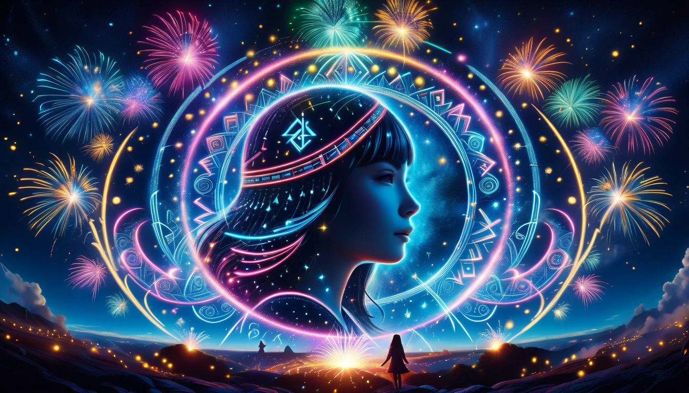 cline,  Mysterious Bezier Curves , Lucia,Runes, bangs,8k,
 Spirituality , Interstellar Civilization , Mysterism ,
ONE GIRL IN NEON ,Alone,最 High Quality ,  High Quality ,  high definition ,   Masterpiece , Sharpening, Nice face,
  Lal Fireworks, 
  Stencil Style ,