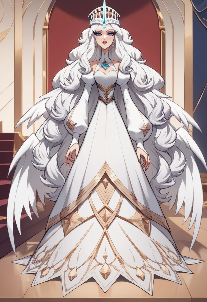  there is a drawing of a woman with white hair, dark powerful elegant, white haired deity, glossy, fullbody commission for,  commission for high resolution , full body portrait of a !, white haired lady, commission oc, ((wearing an aristocratic robe )), inspired by Kris de Deltarrune , white haired,  white dress !! Silver-haired, loish |